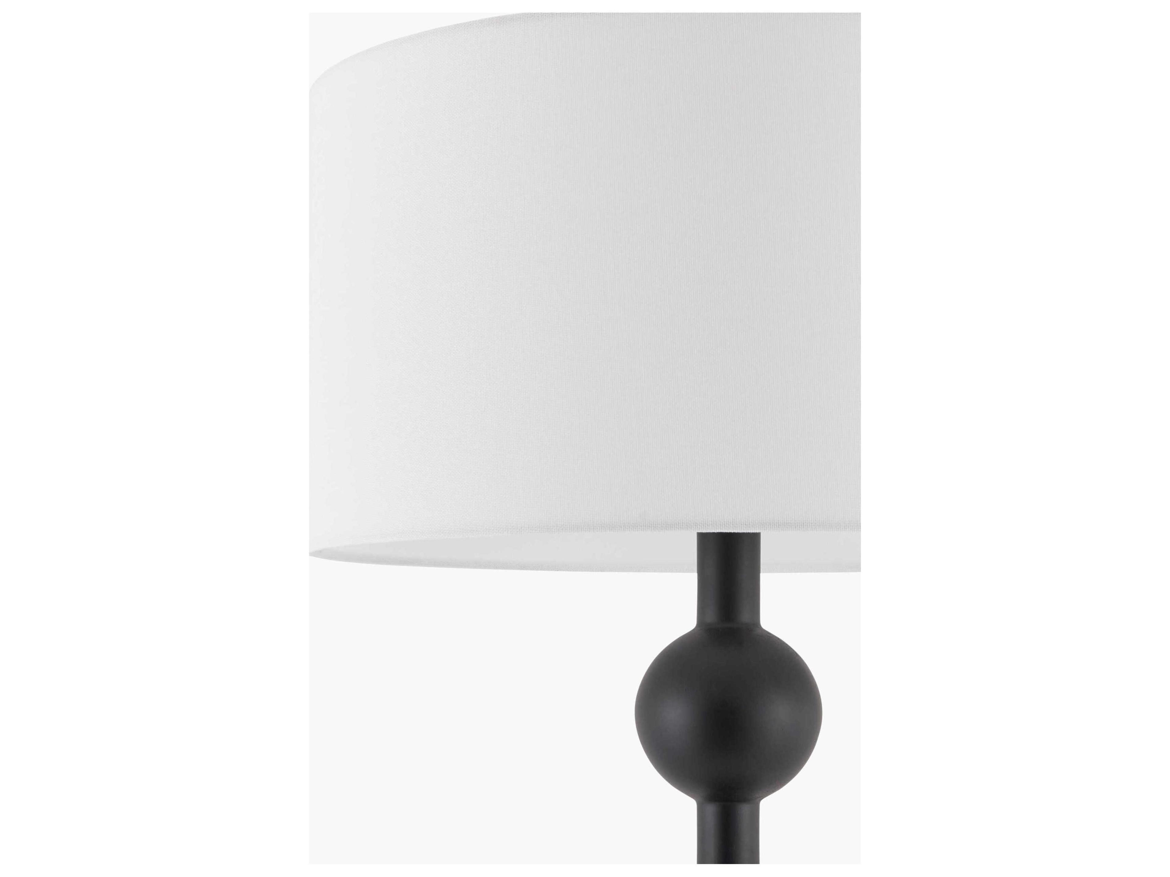 Surya Saline Black White Linen Floor Lamp