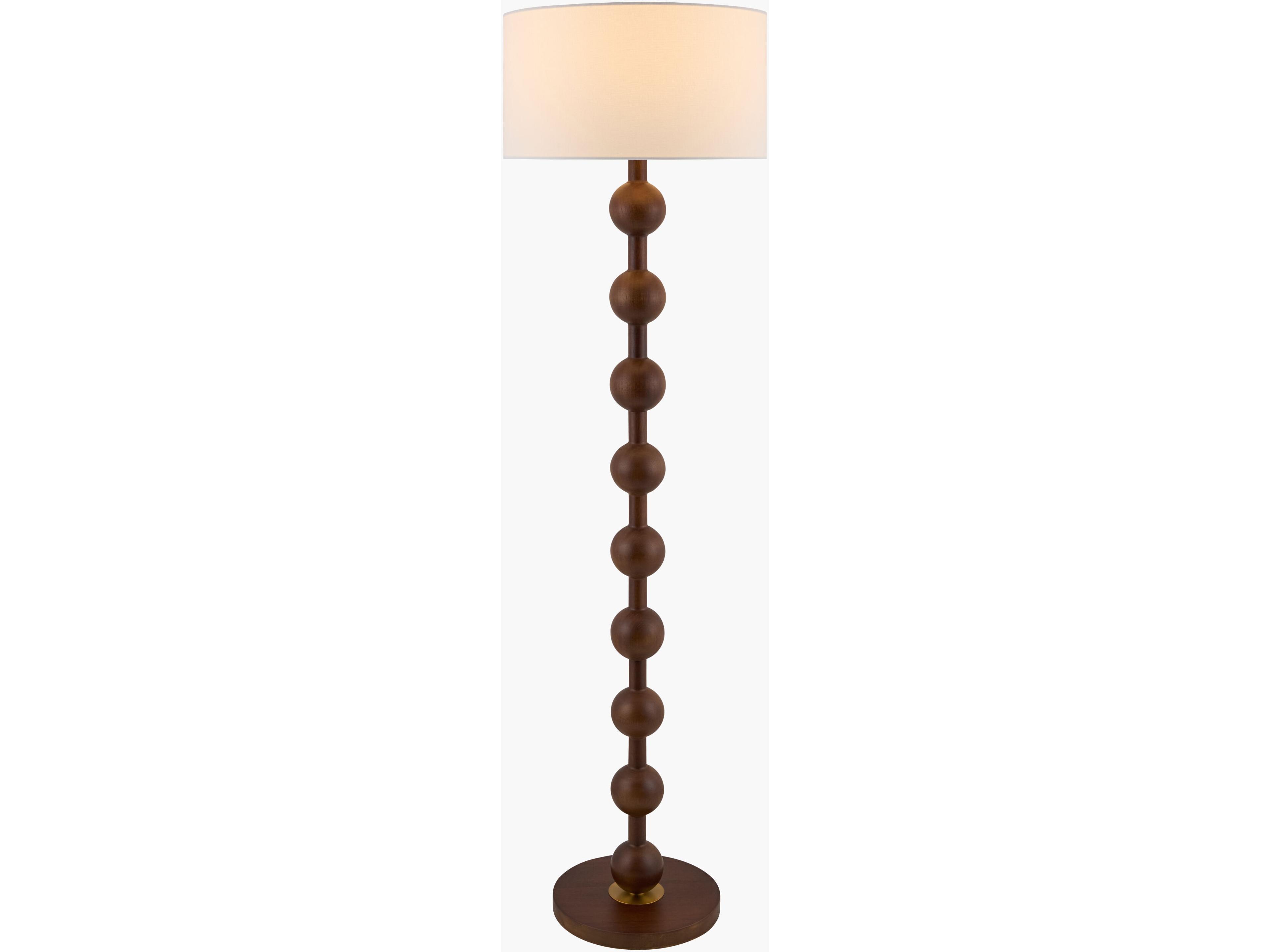 Surya Saline Brown White Linen Floor Lamp