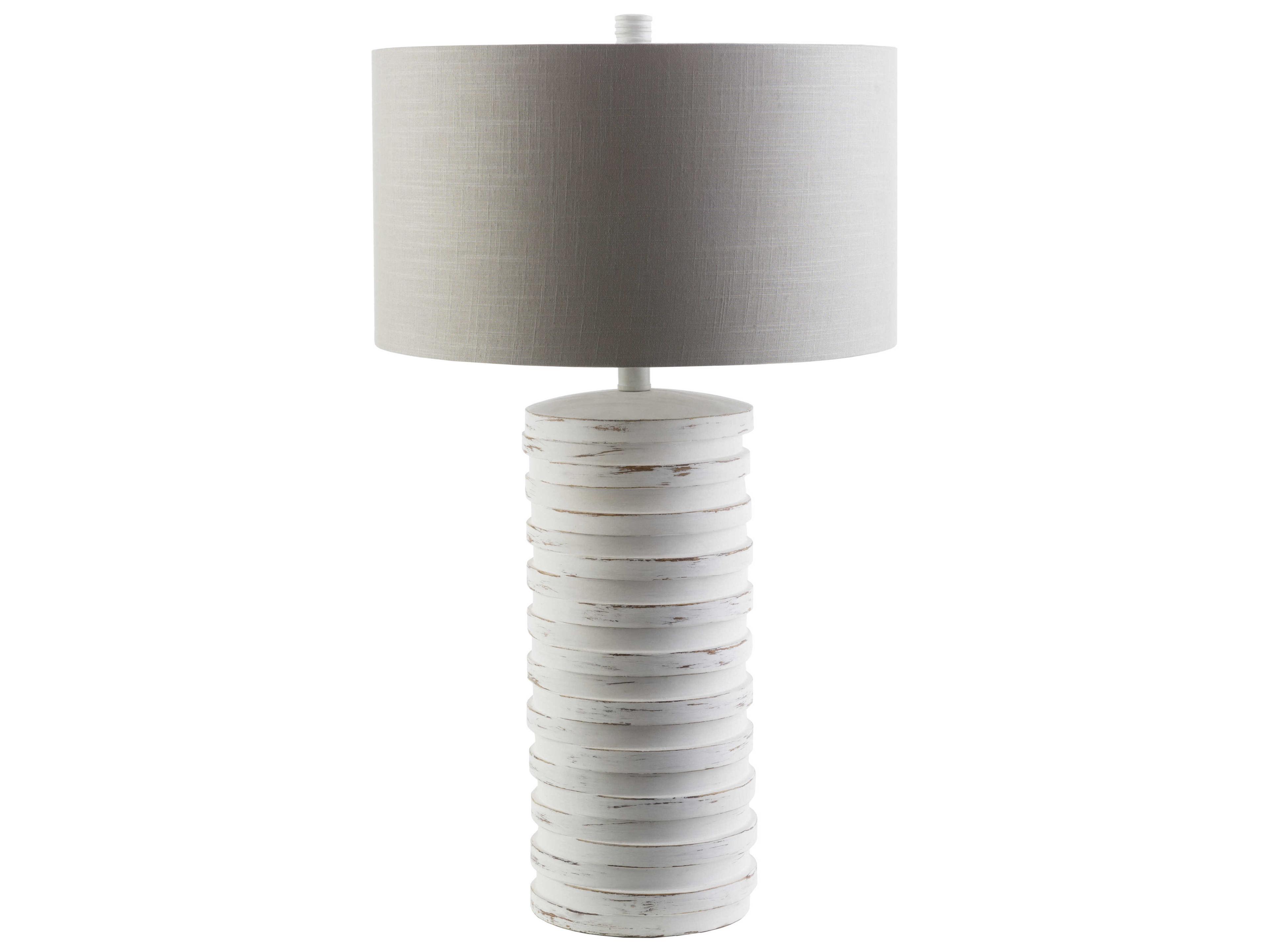 Sulak Ivory Light Gray Cotton White Buffet Lamp