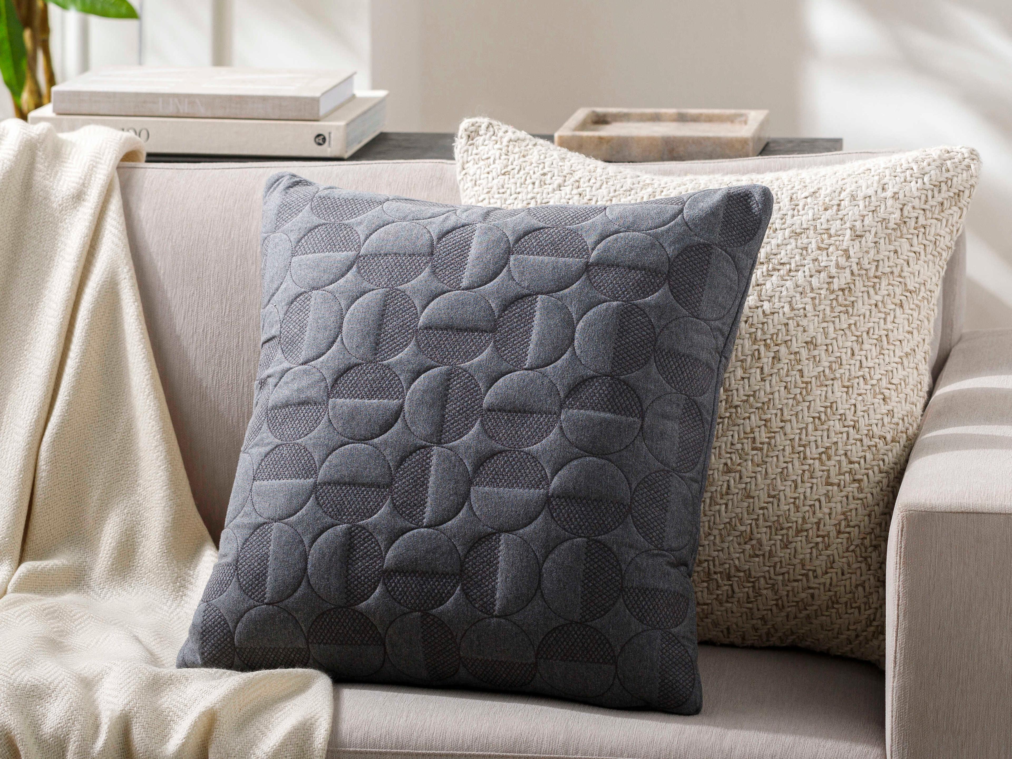 Surya Semicircle Charcoal Pillow