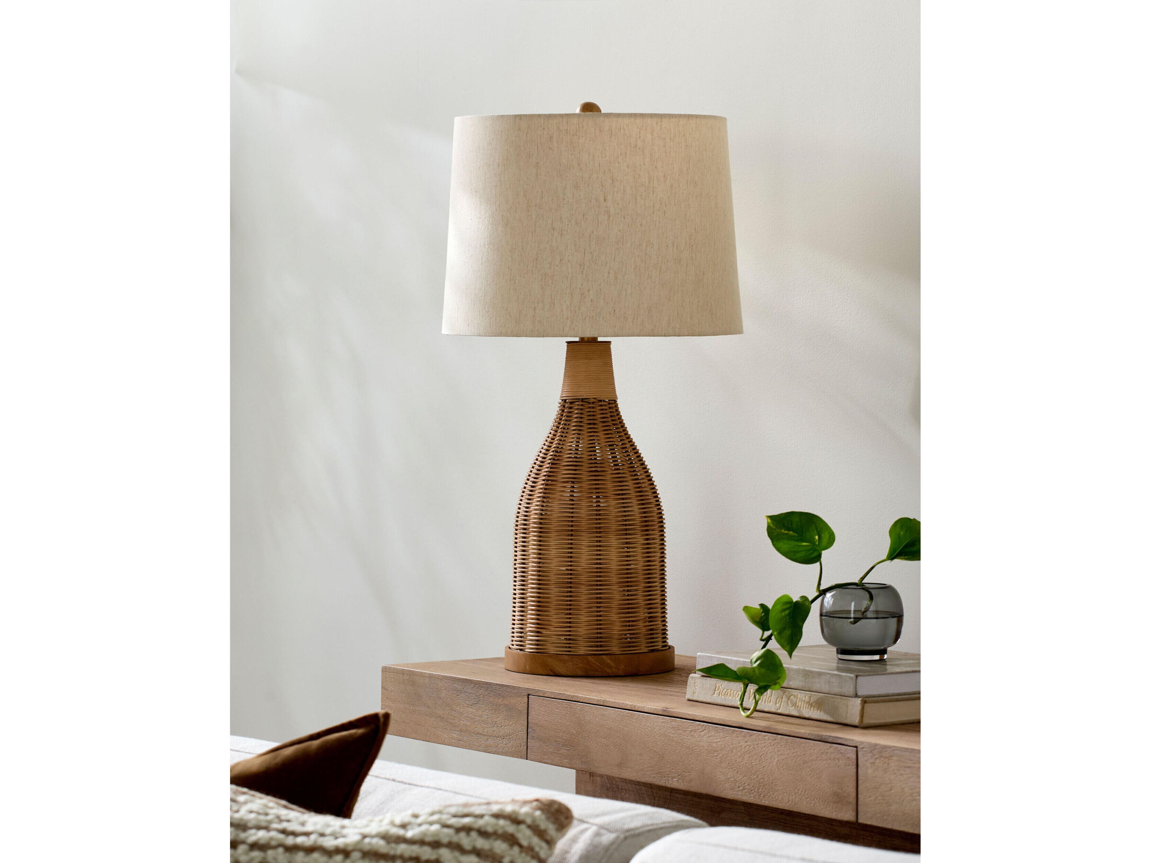 Surya Senja Wheat White Cotton Off Buffet Lamp Set of 2