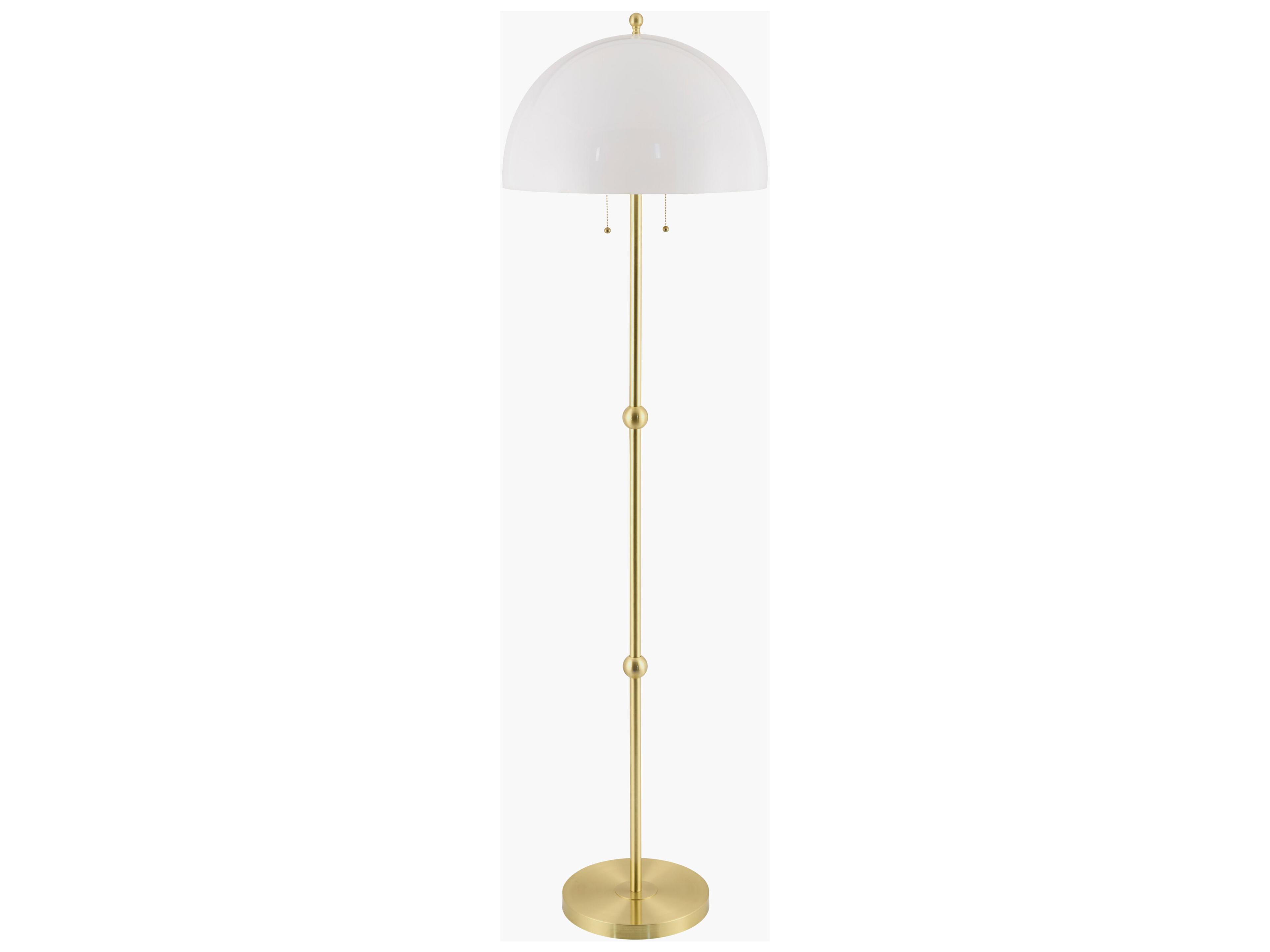 Starlux Metallic Brass White Glass Floor Lamp