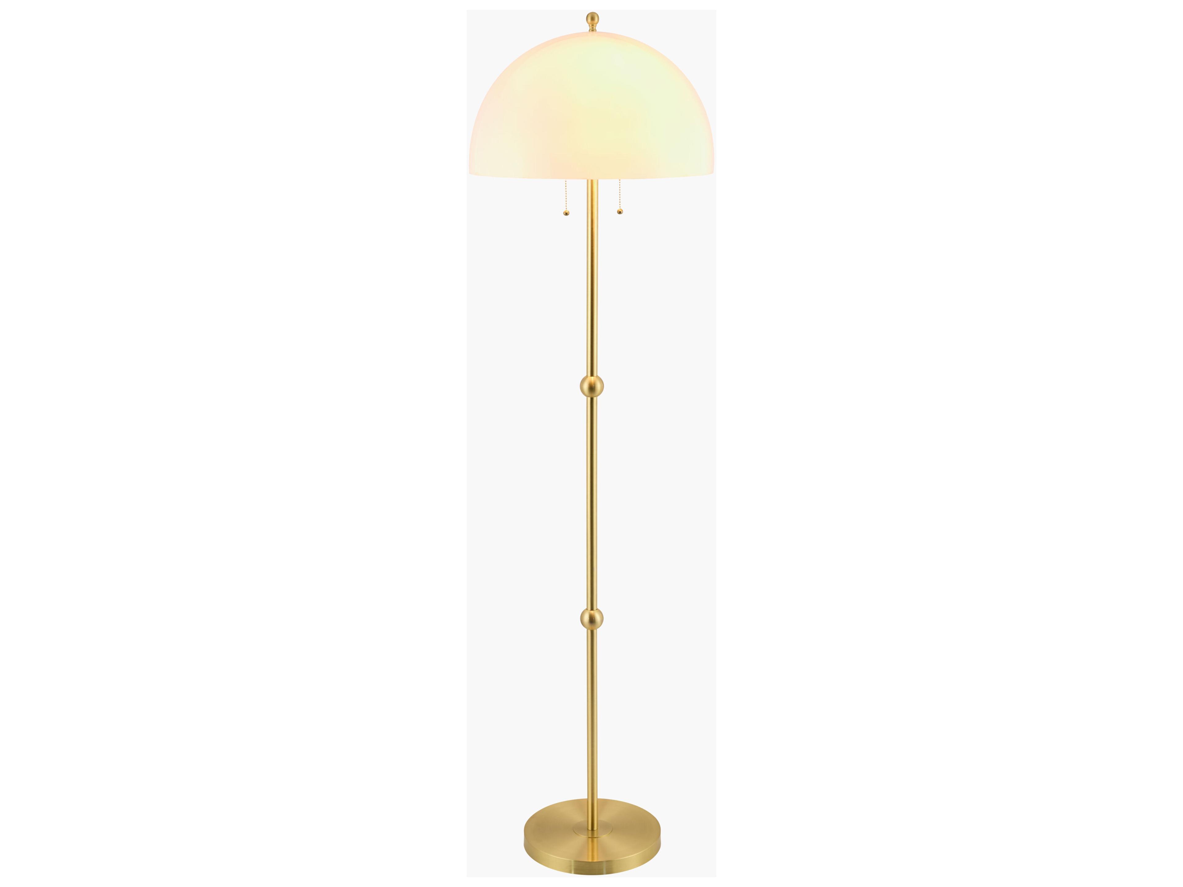 Surya Starlux Metallic Brass White Glass Floor Lamp