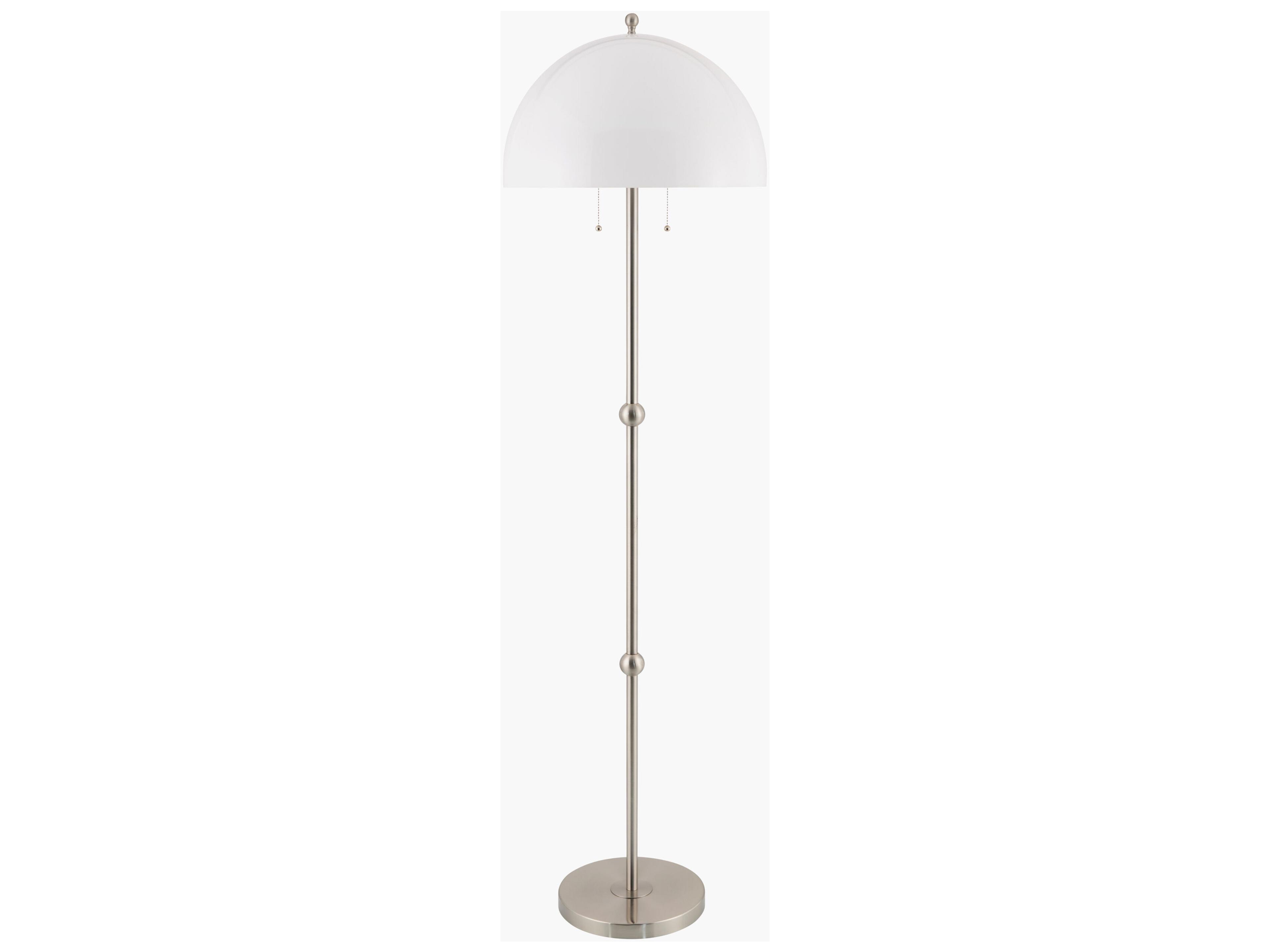 Starlux Metallic Nickel White Glass Floor Lamp