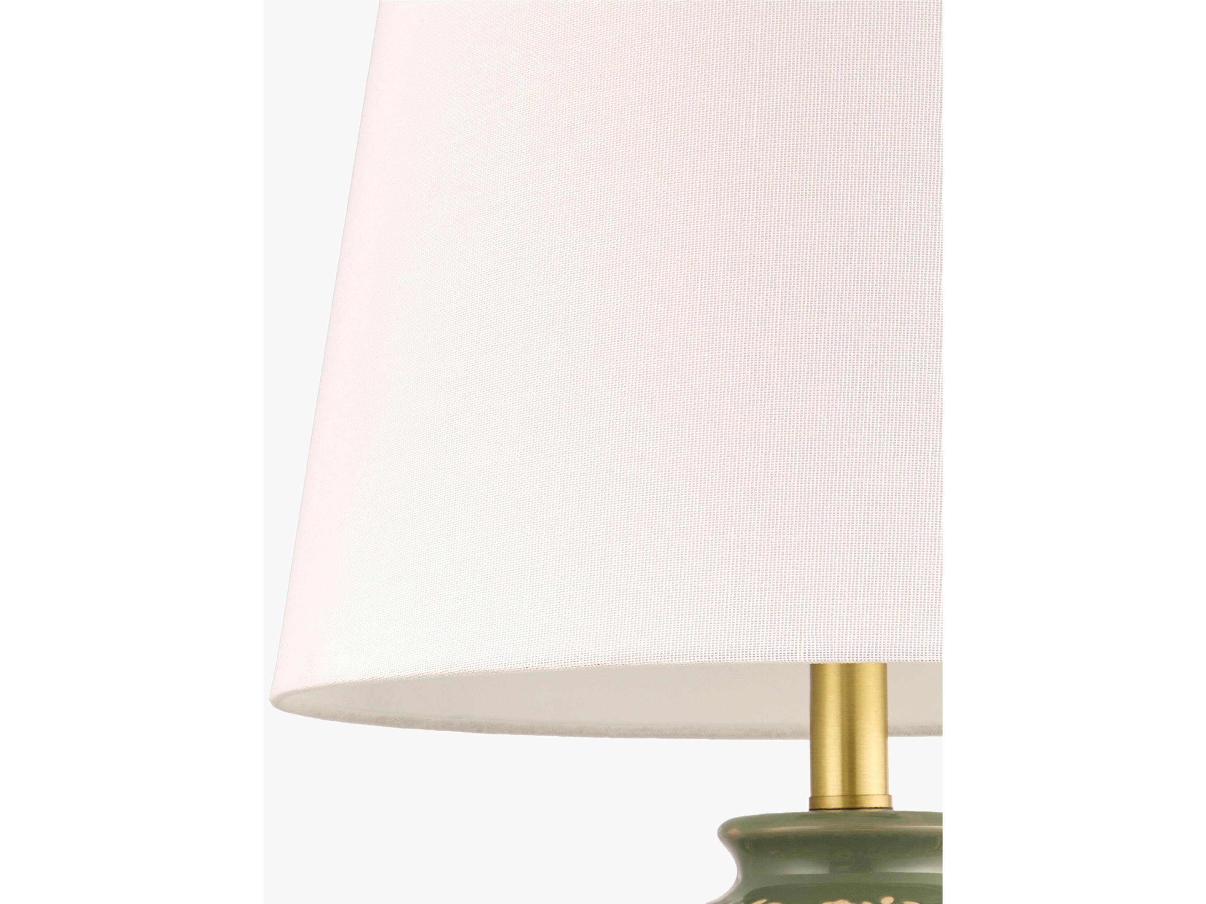 Surya Supino Dark Green White Linen Table Lamp