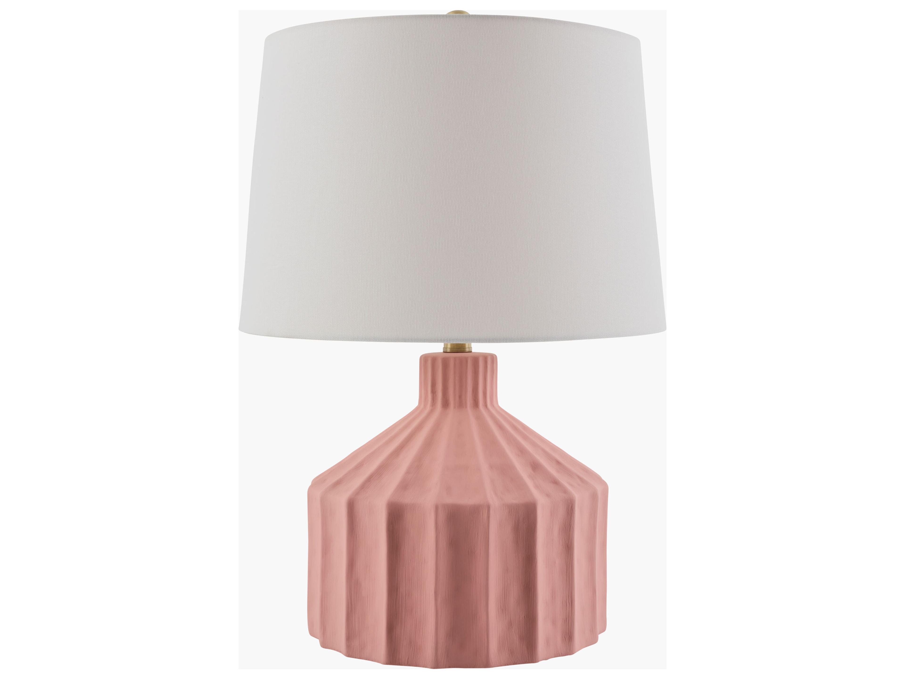 Tibida Pink White Linen Table Lamp