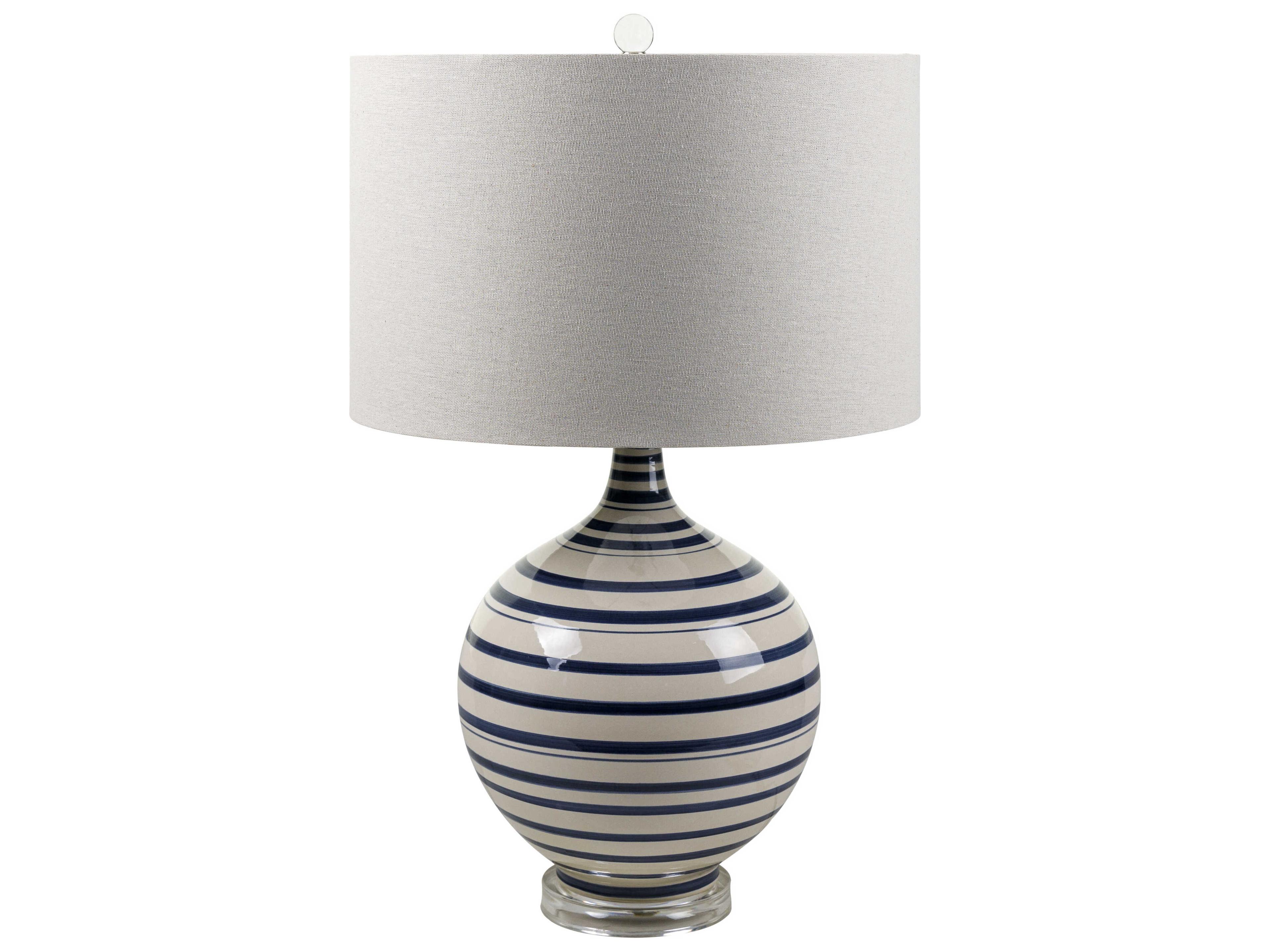 Surya Tideline Navy Cream Beige Linen Polyester Blue Buffet Lamp