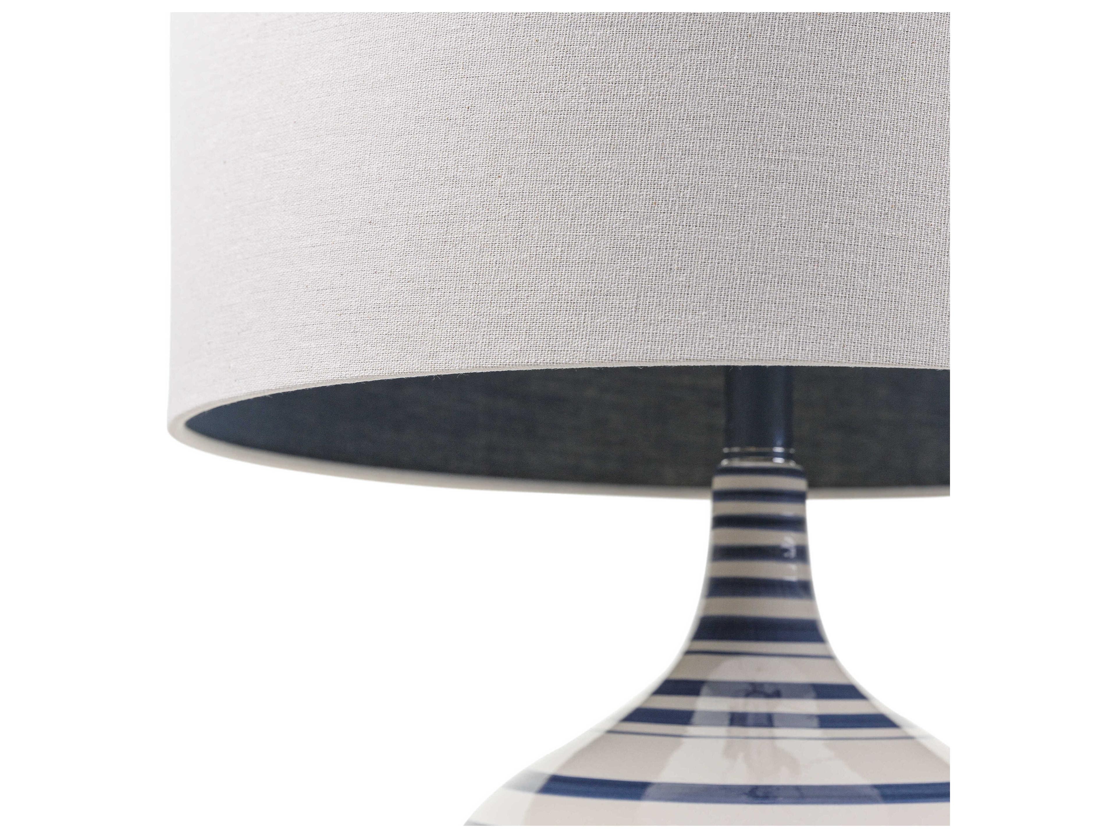 Surya Tideline Navy Cream Beige Linen Polyester Blue Buffet Lamp
