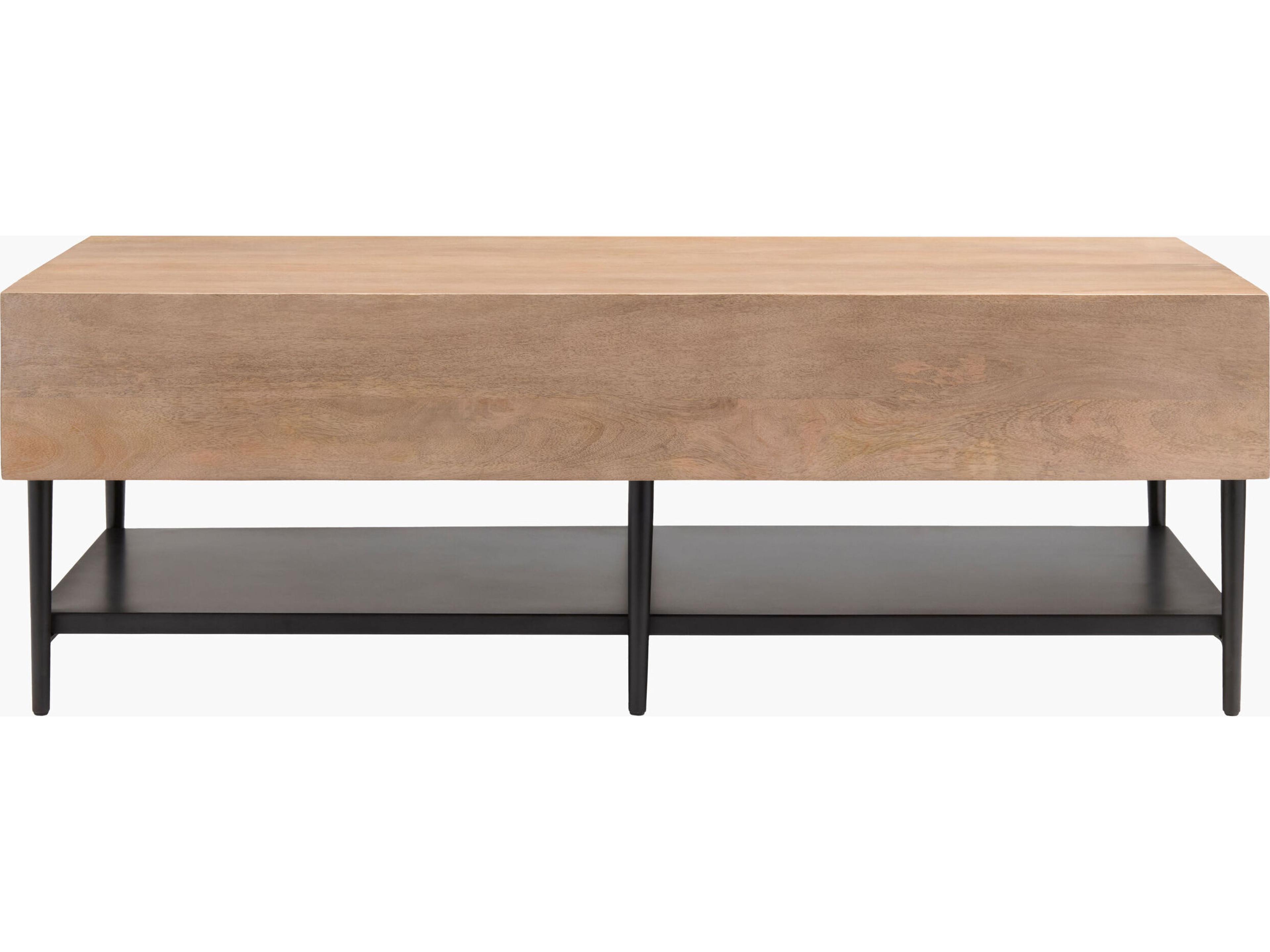 Surya Timo Rectangular Wood Brown Black Coffee Table