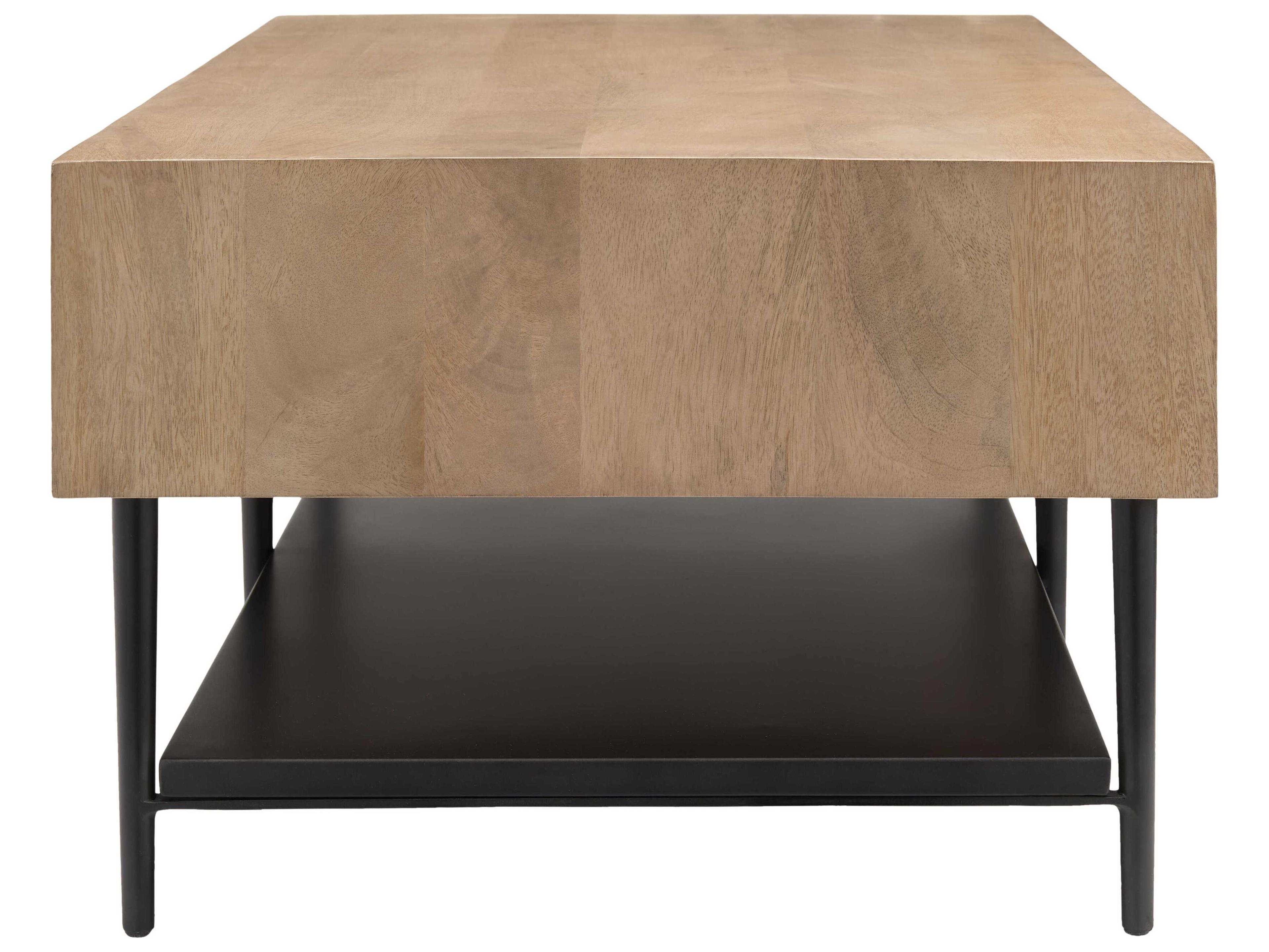 Surya Timo Rectangular Wood Brown Black Coffee Table
