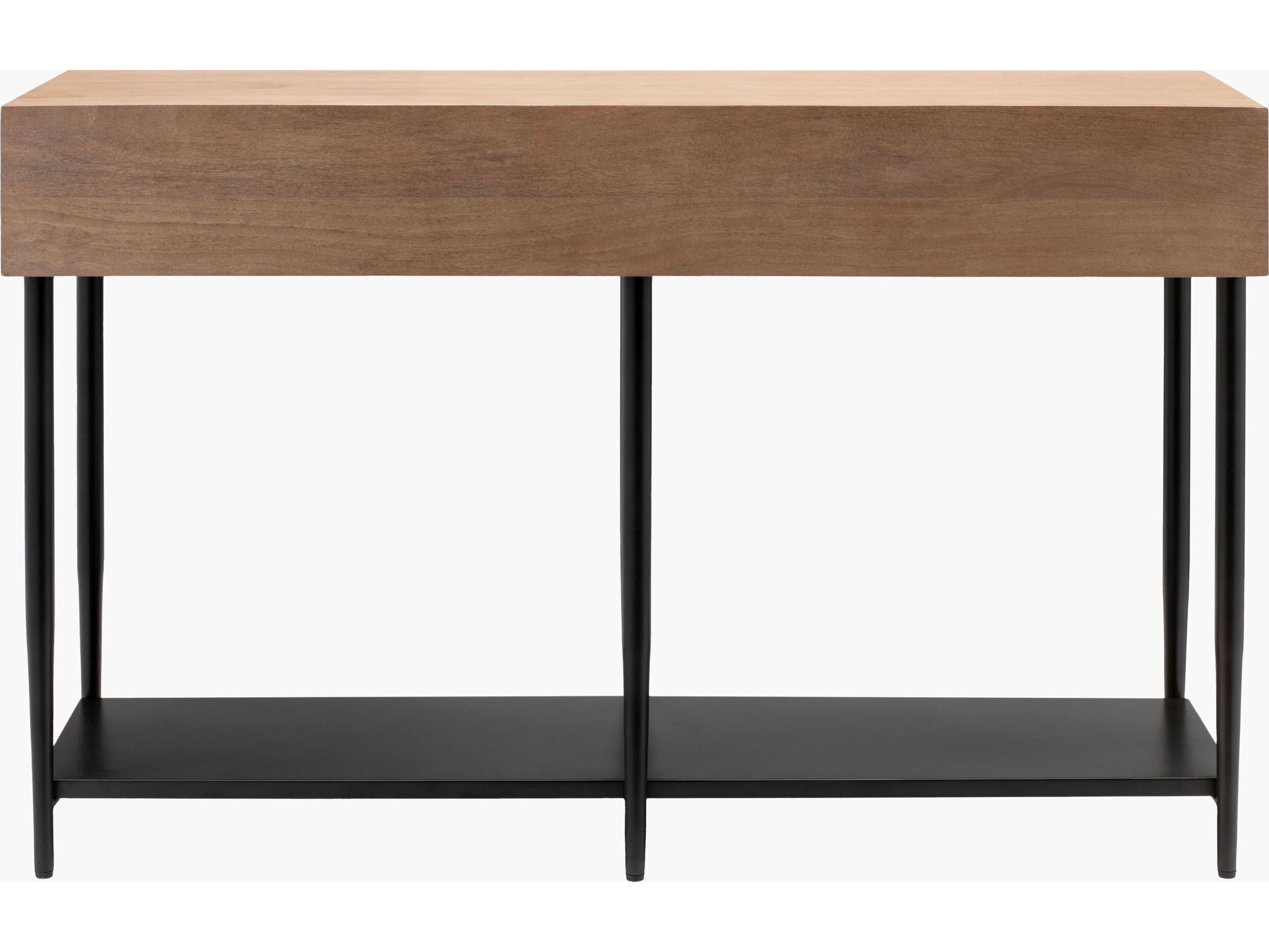 Surya Timo Rectangular Wood Brown Black Console Table