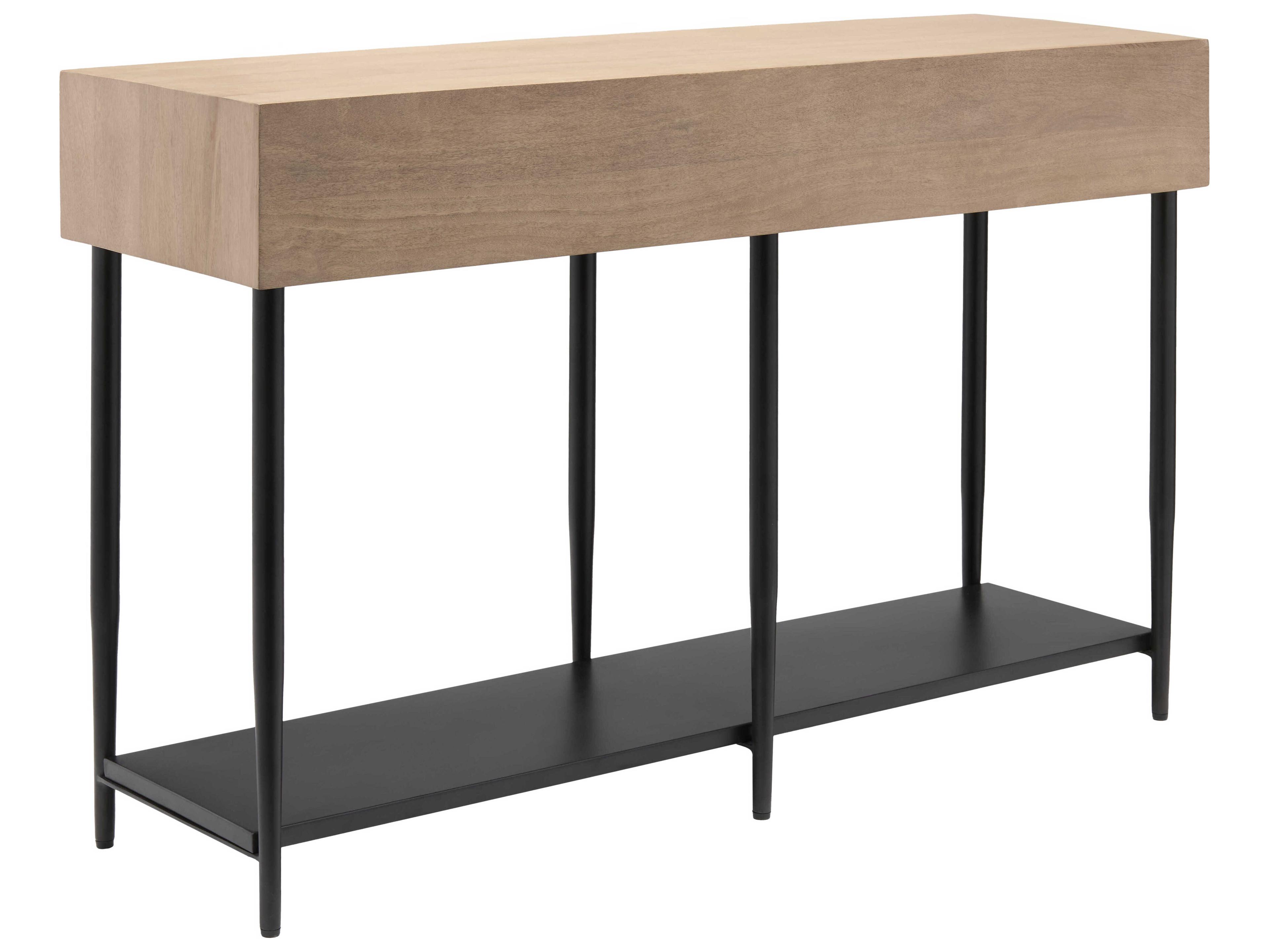 Surya Timo Rectangular Wood Brown Black Console Table
