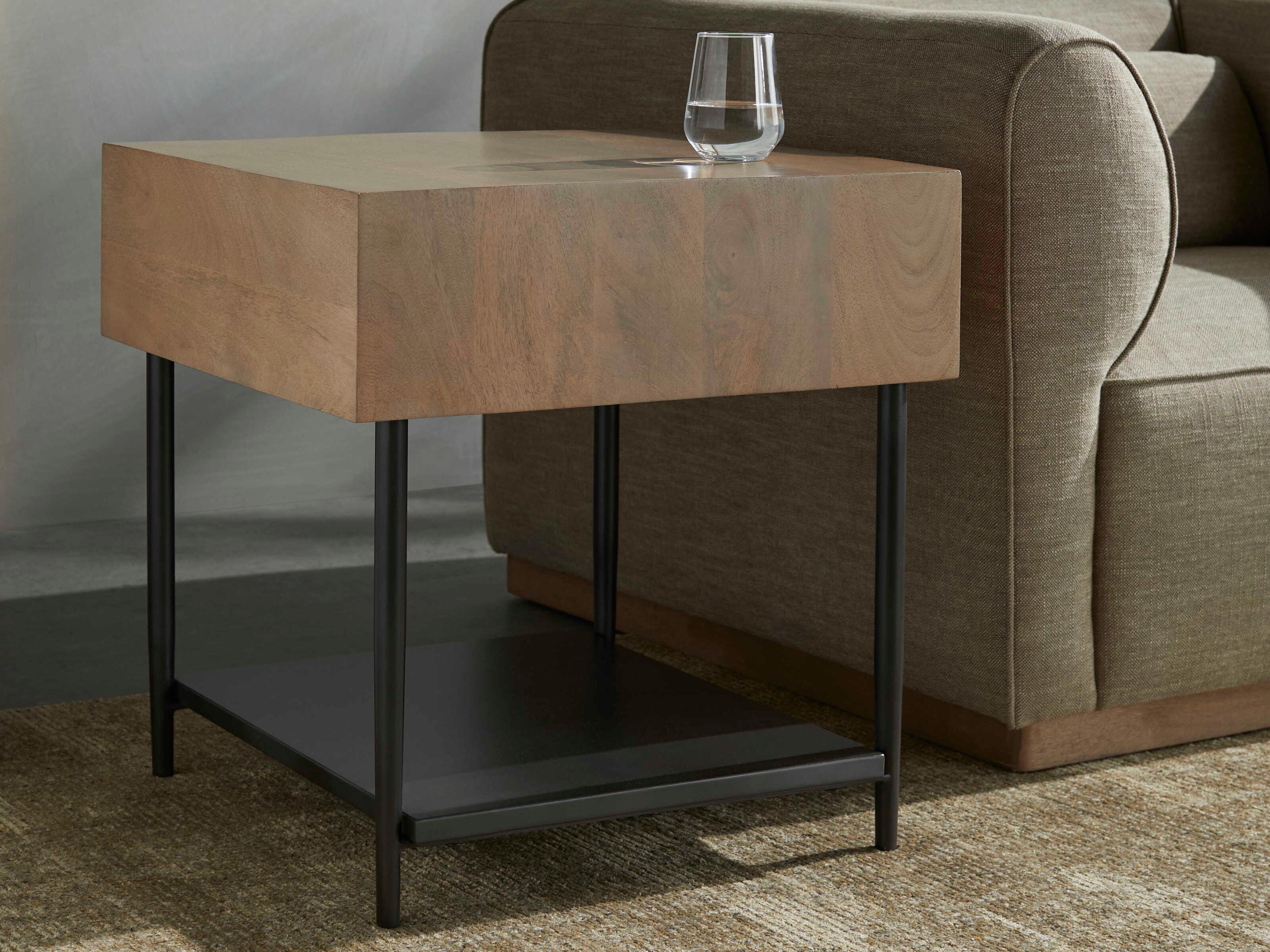 Surya Timo Square Wood Brown Black End Table