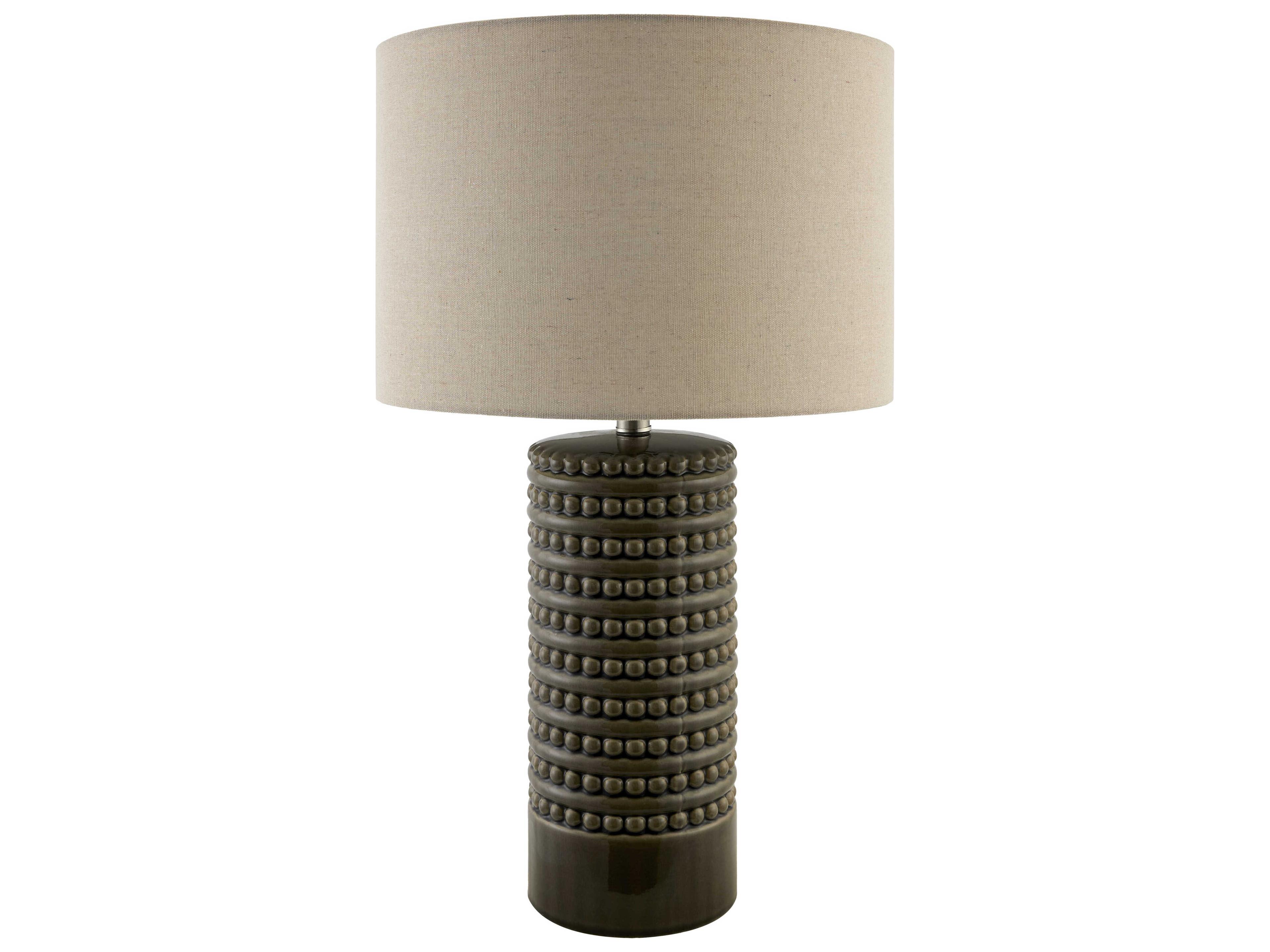 Tolfa Dark Brown Beige Linen Buffet Lamp