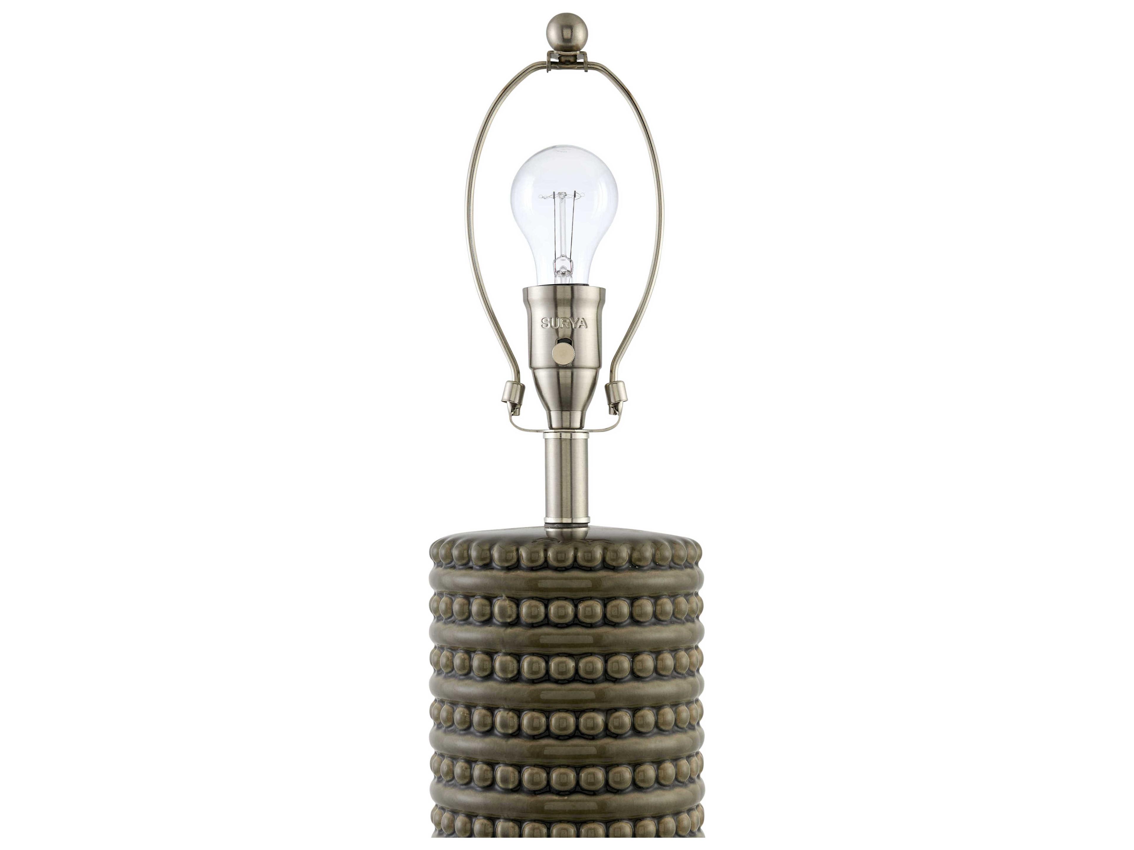 Surya Tolfa Dark Brown Beige Linen Buffet Lamp
