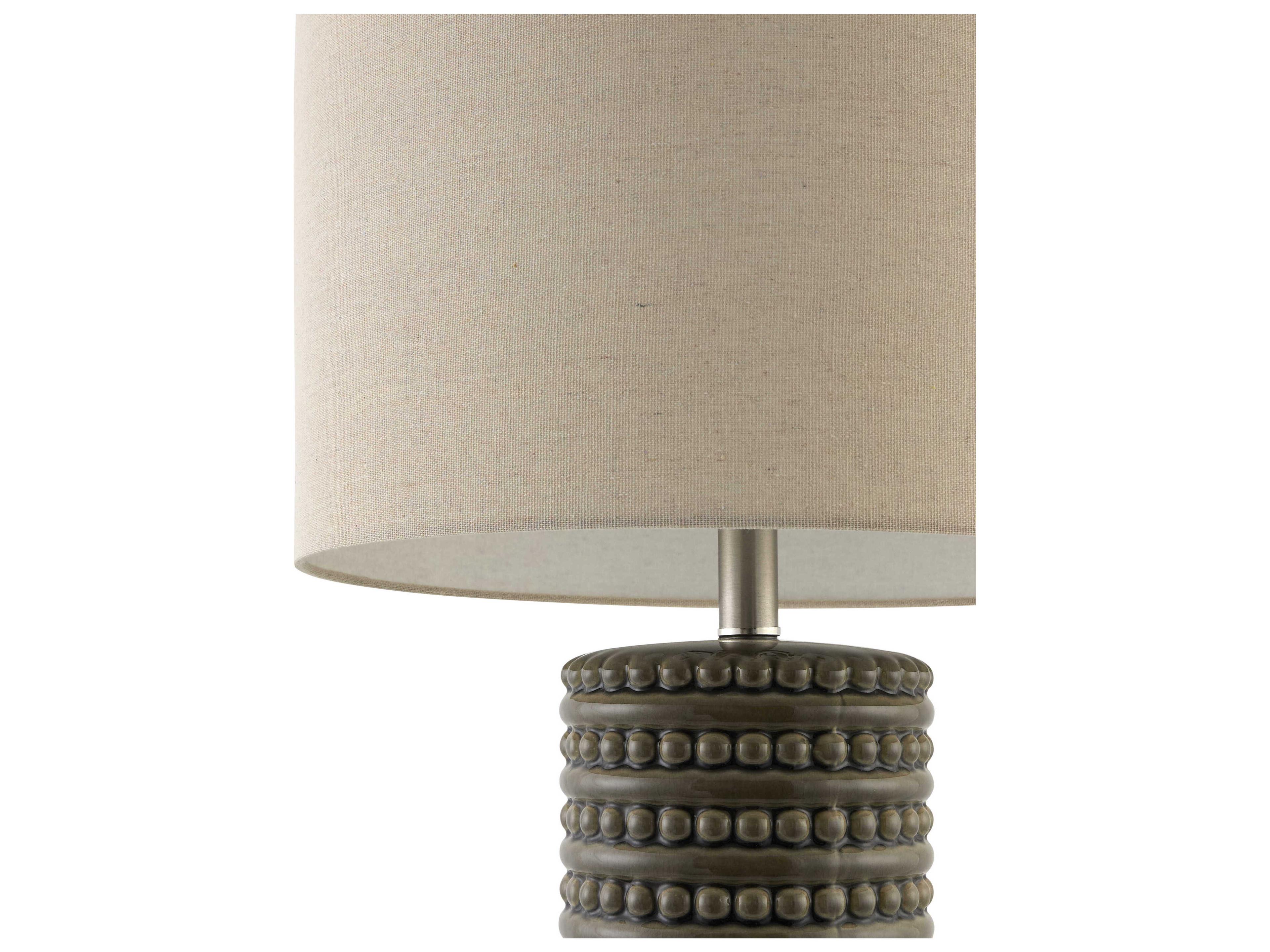 Surya Tolfa Dark Brown Beige Linen Buffet Lamp