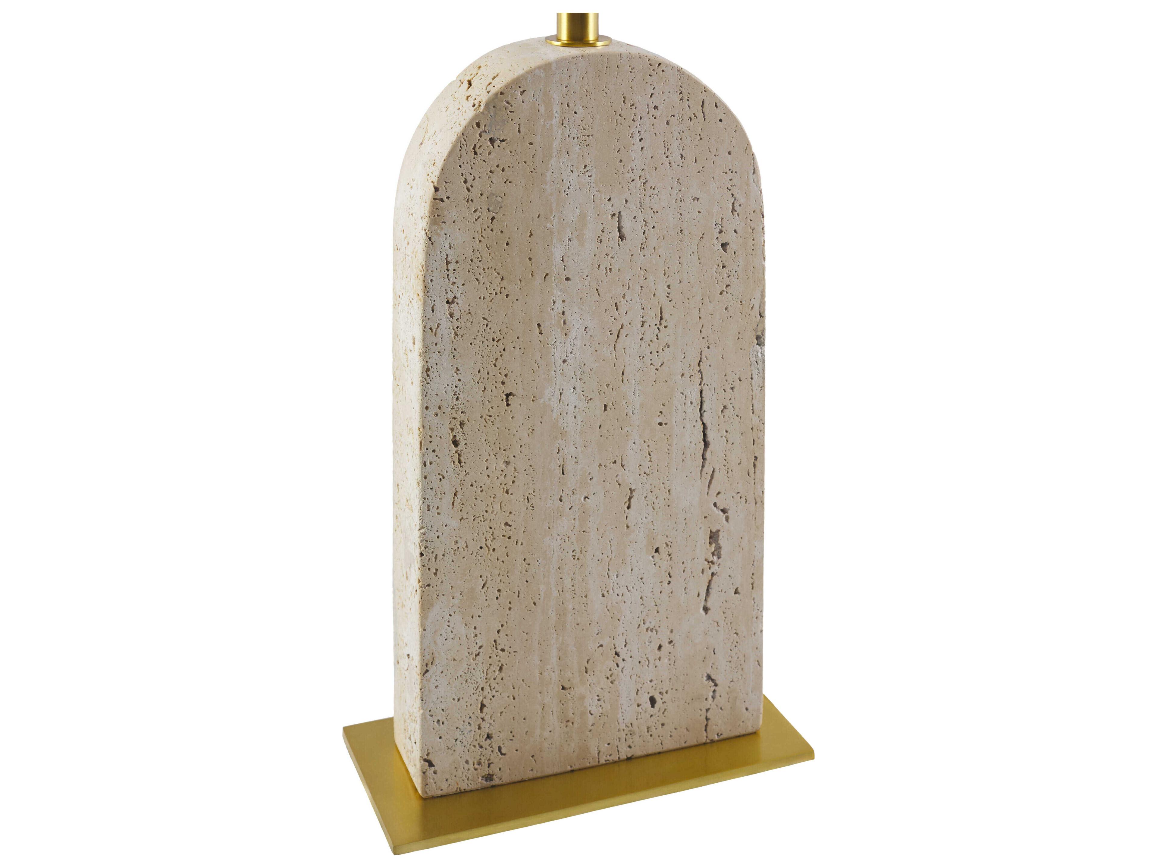 Surya Tenor Natural Beige White Linen Off Table Lamp