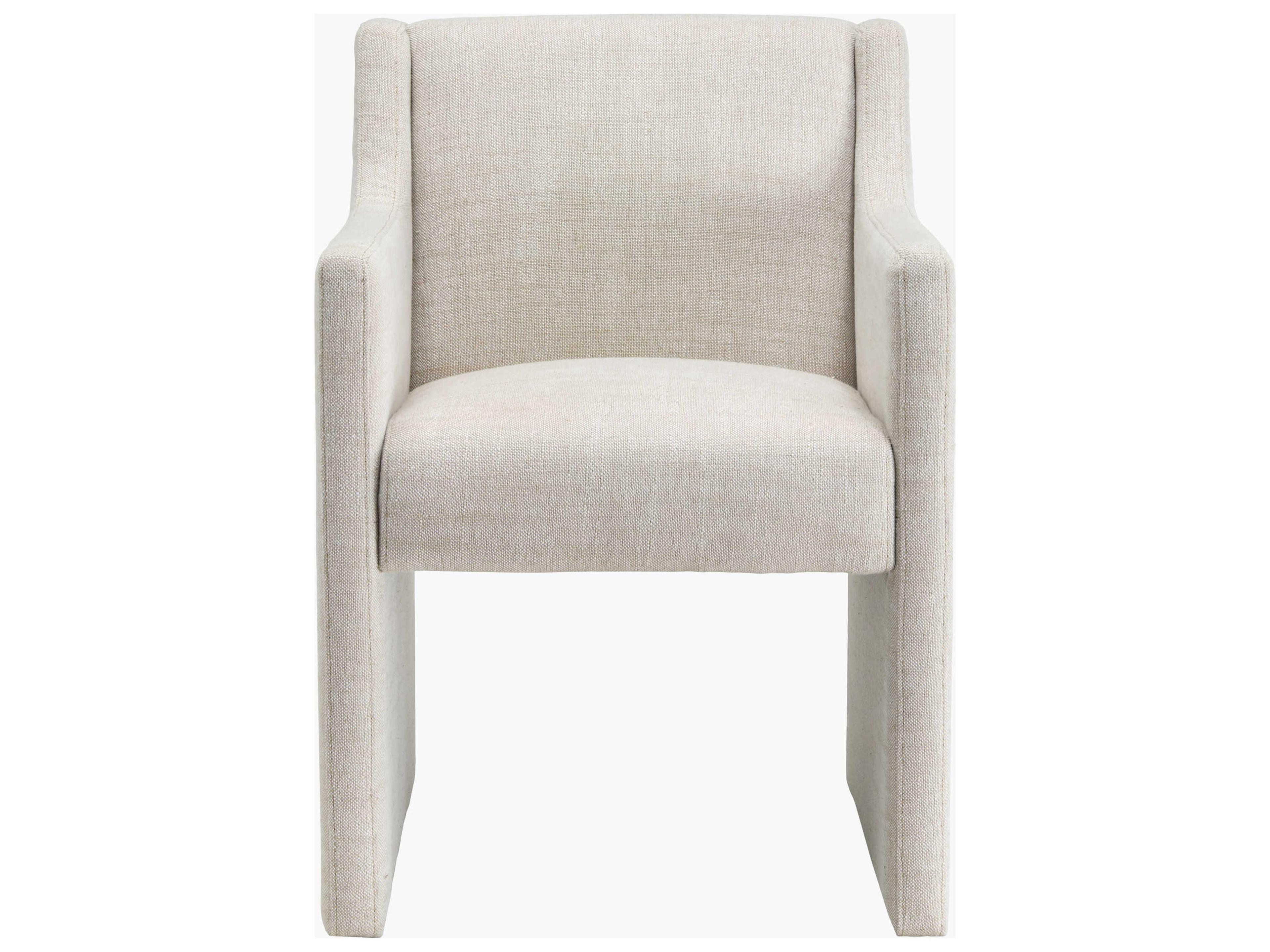Surya Toko White Upholstered Arm Dining Chair