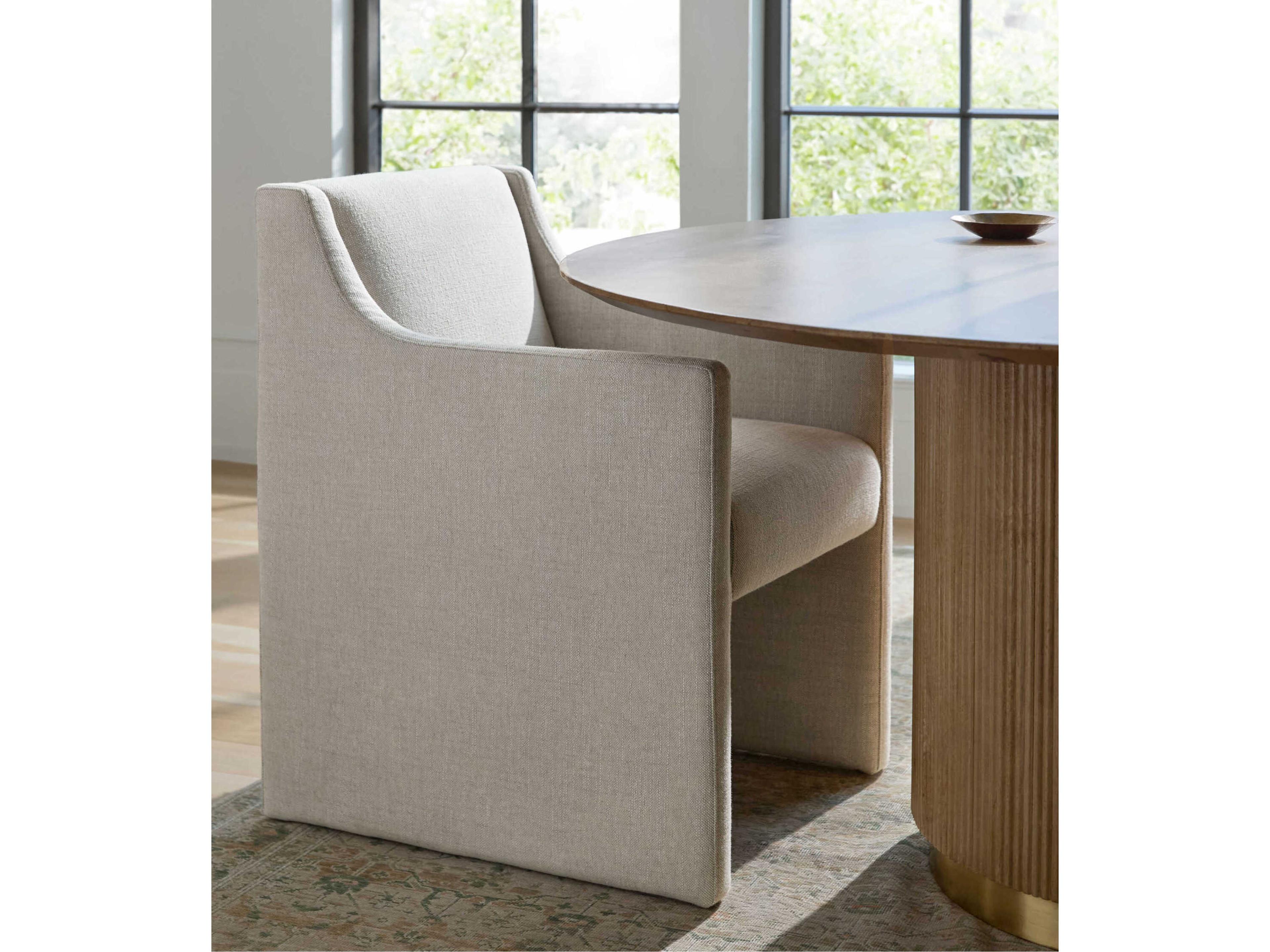 Surya Toko White Upholstered Arm Dining Chair