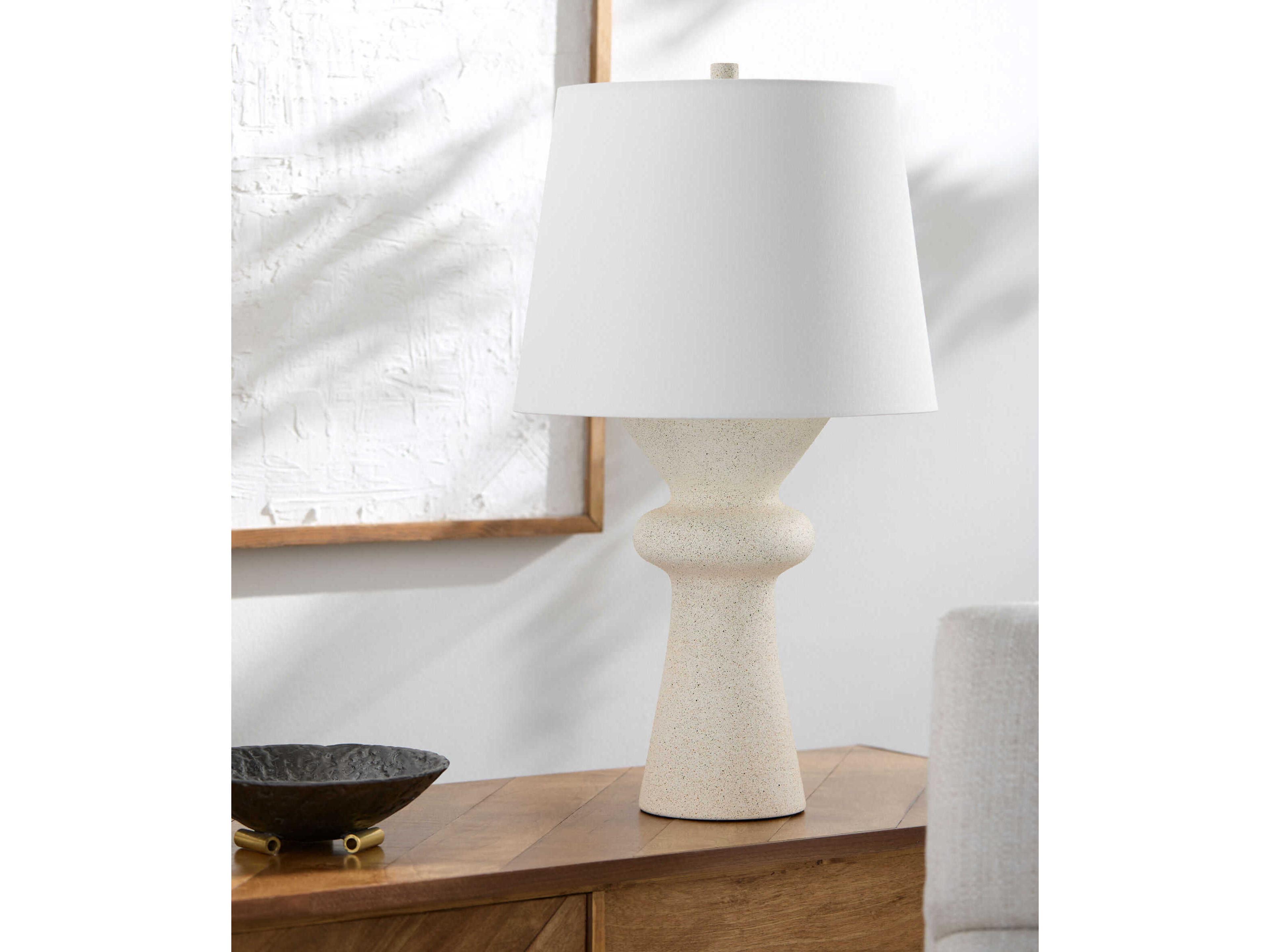 Surya Tipas White Linen Buffet Lamp