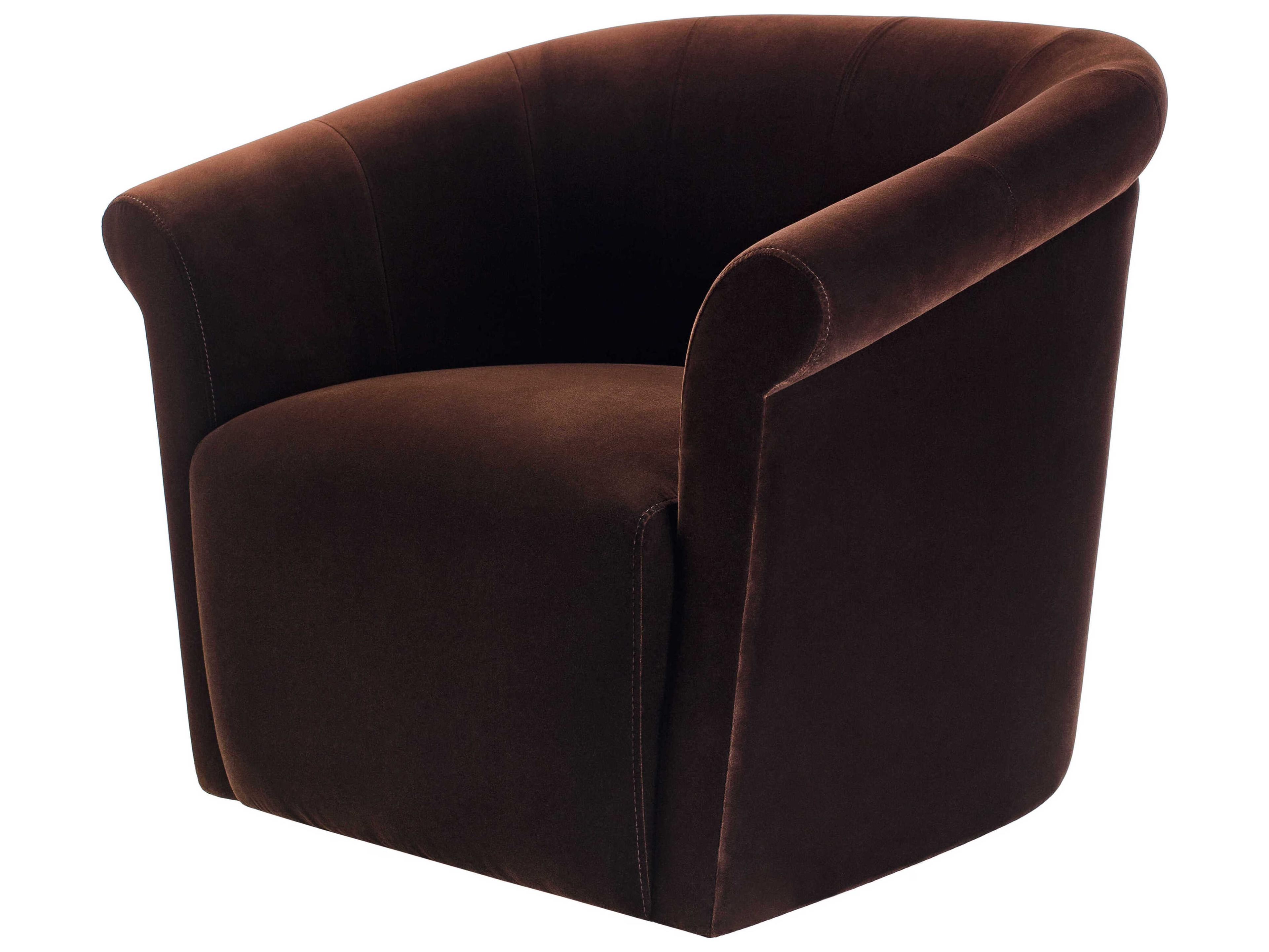 Trumpet Upholstered Swivel Accent Chair in Dark Brown Cotton