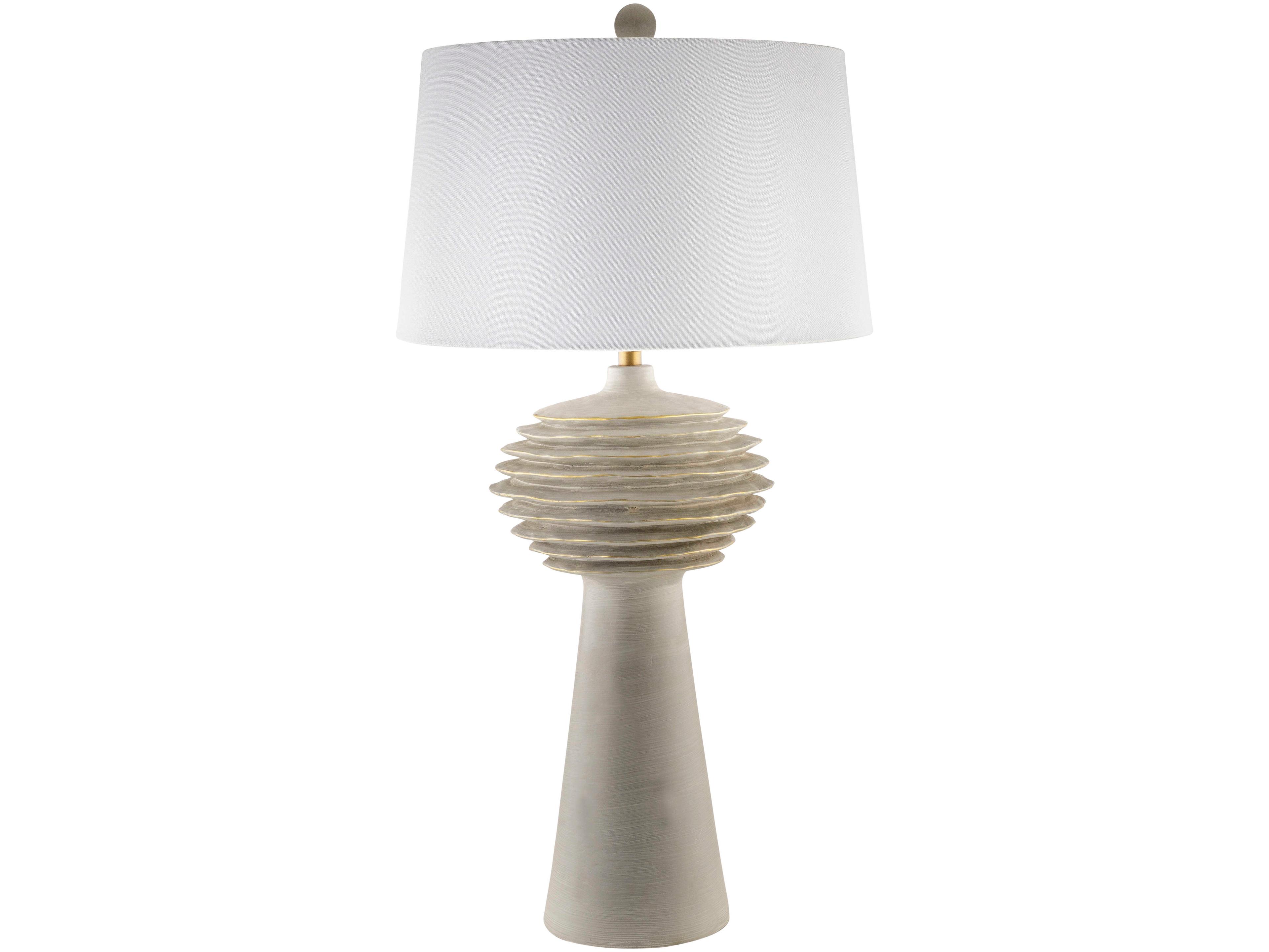 Terra Strata Gray White Linen Buffet Lamp