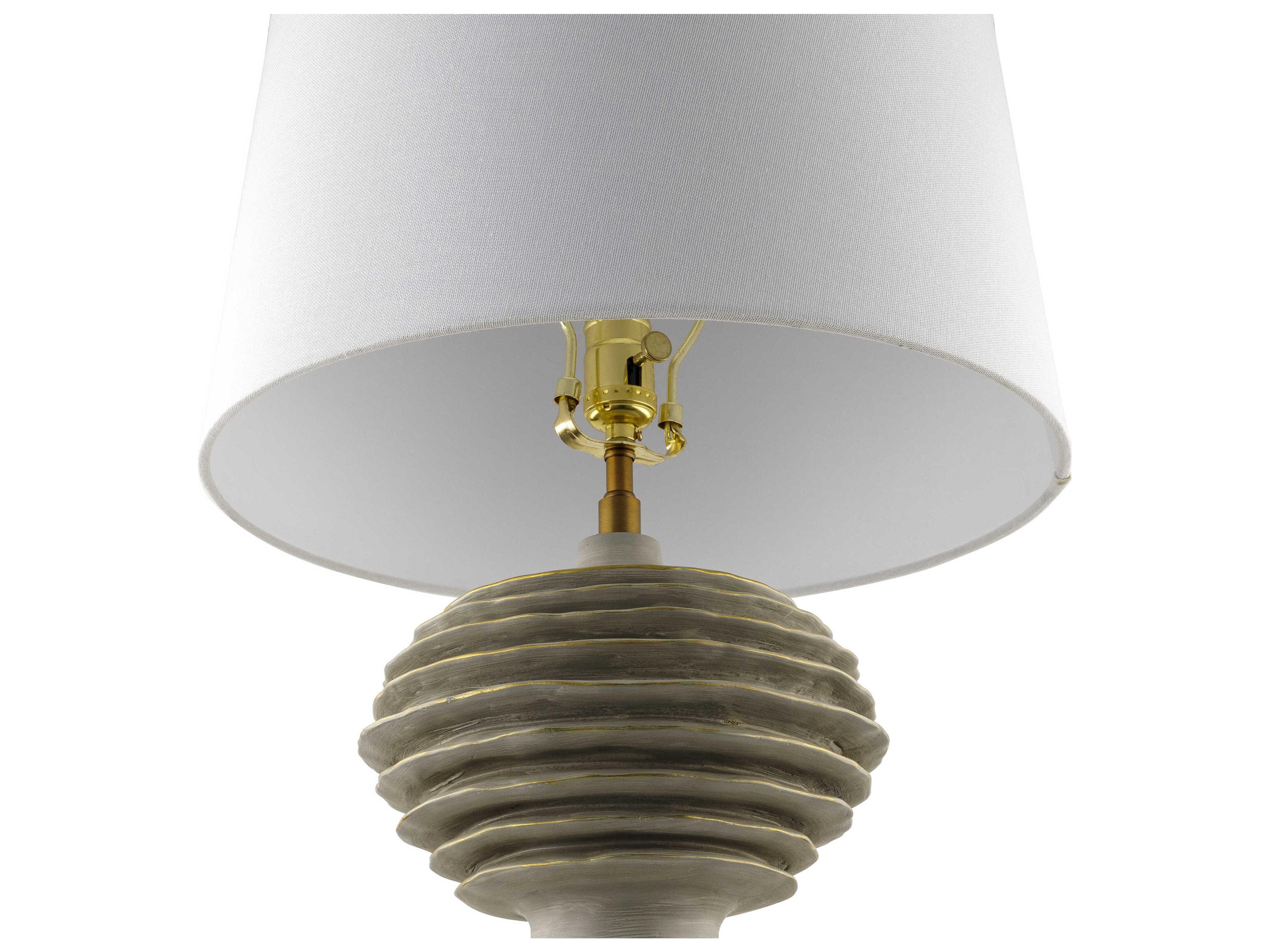 Surya Terra Strata Gray White Linen Buffet Lamp