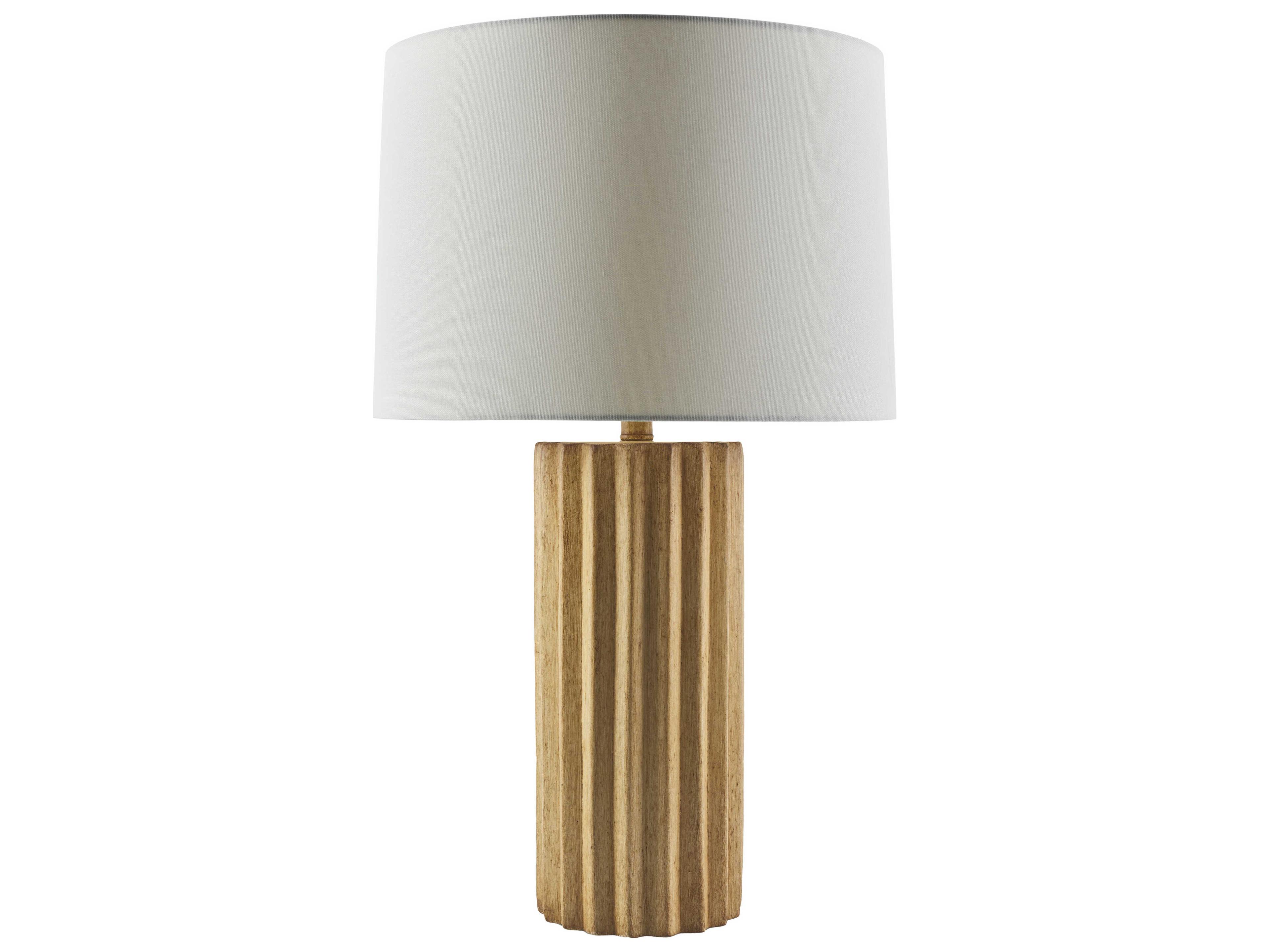 Terza Beige White Linen Brown Buffet Lamp