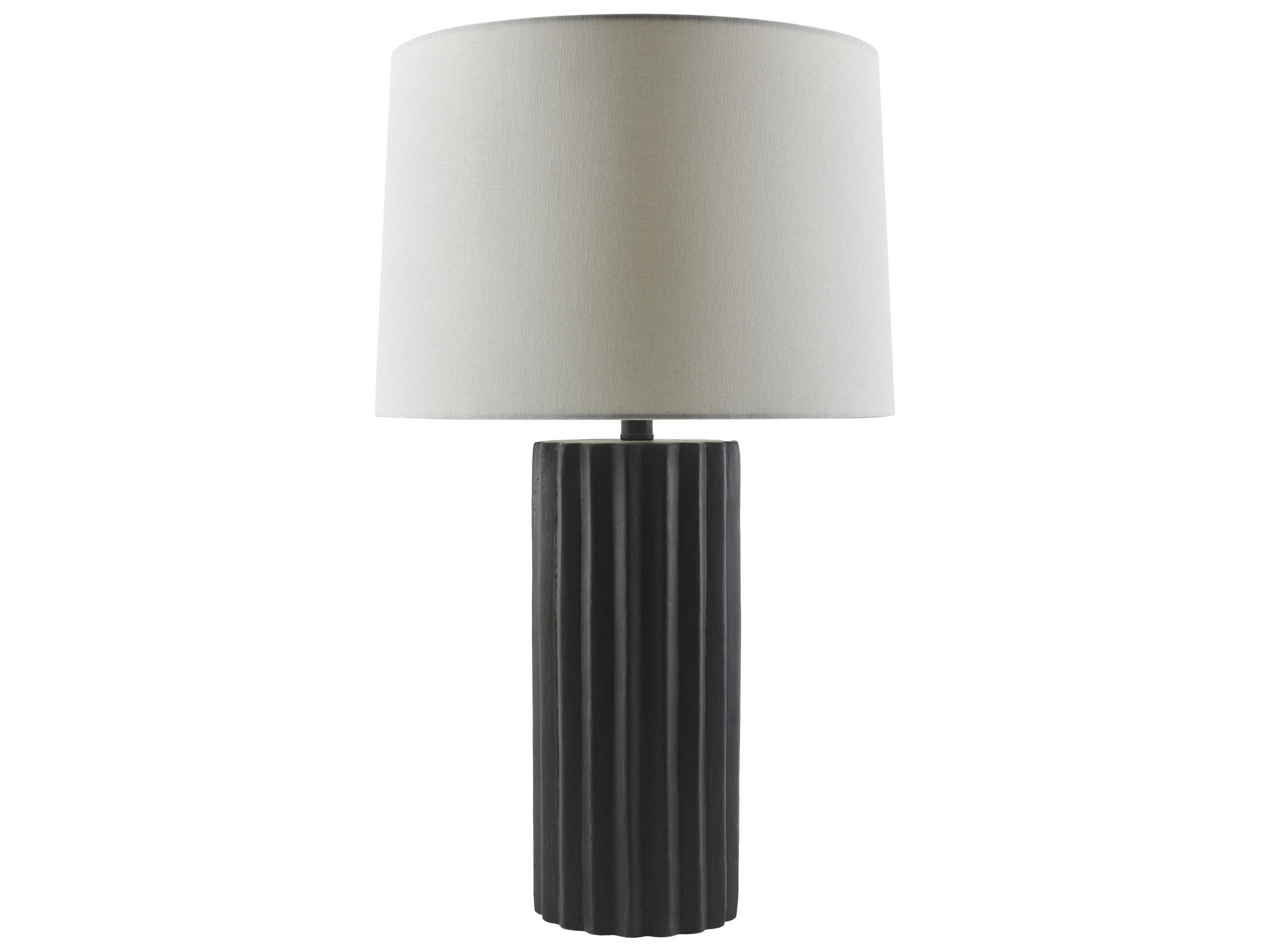 Terza Black White Linen Buffet Lamp