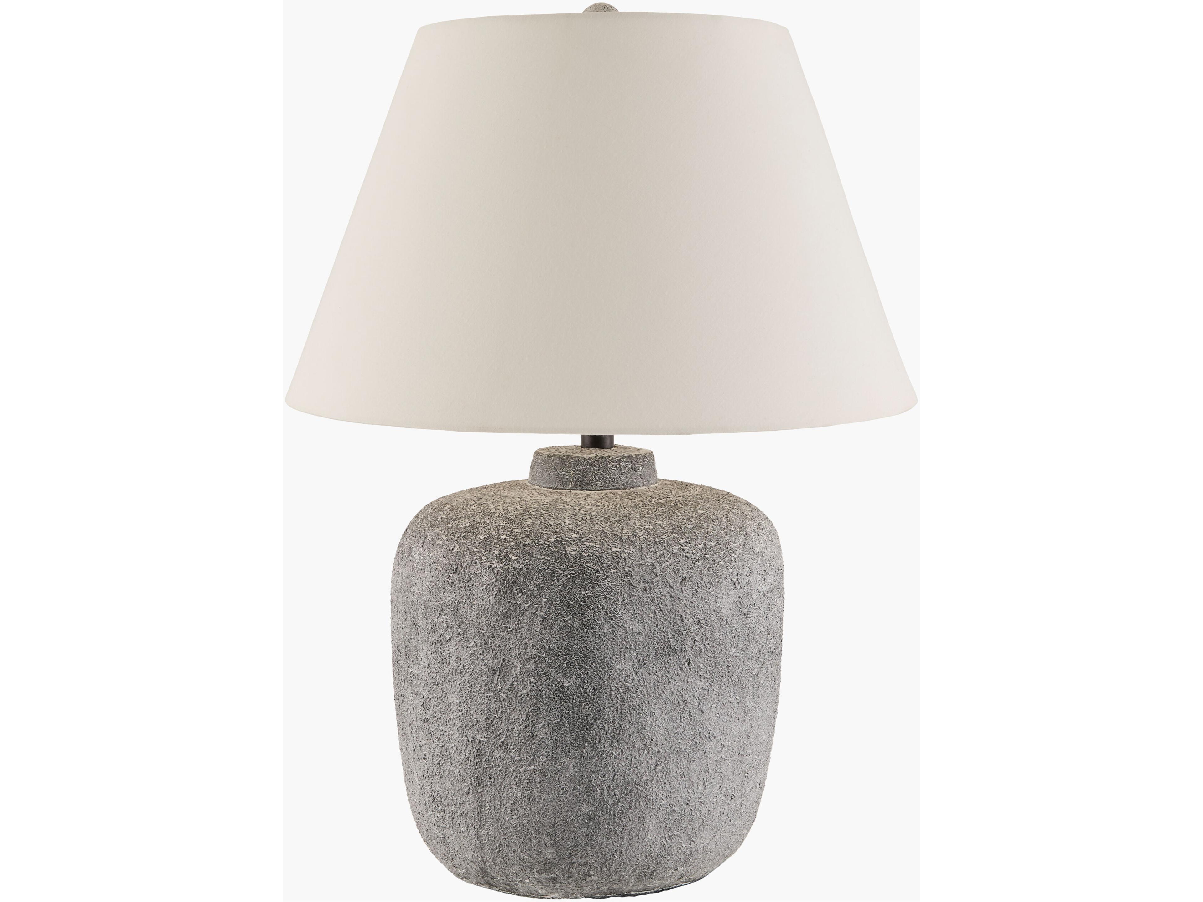 Tovik White Cotton Gray Buffet Lamp