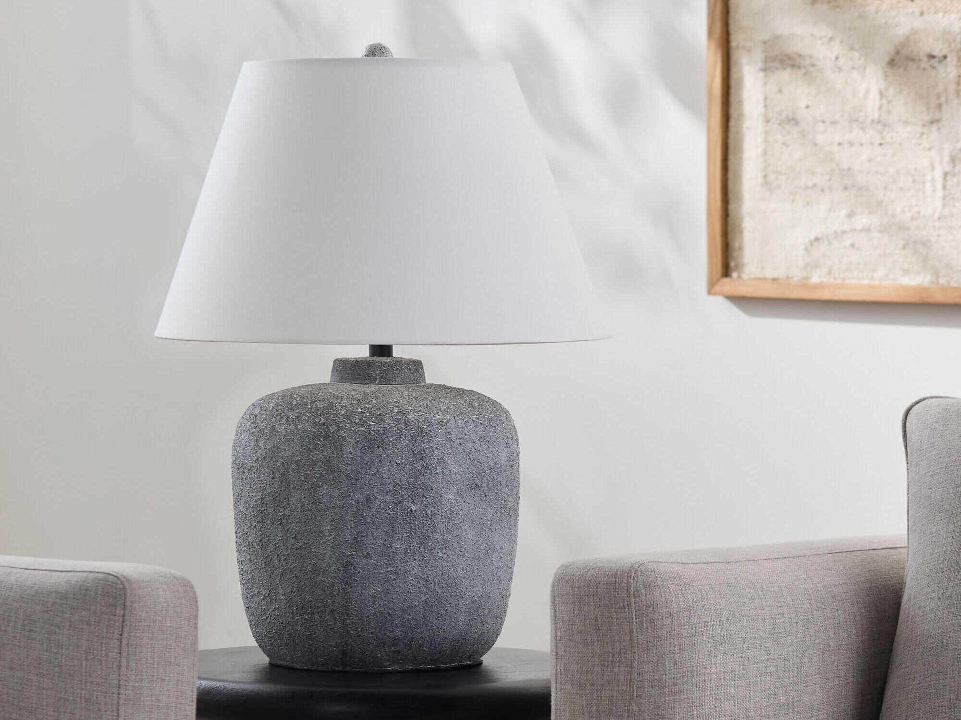 Surya Tovik White Cotton Gray Buffet Lamp