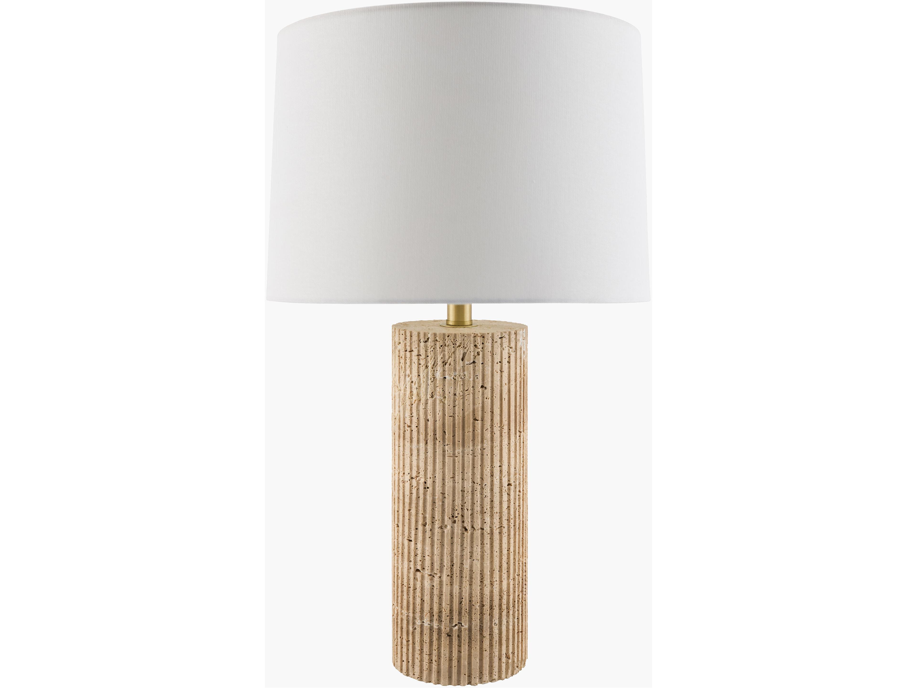 Taboye Brown White Linen Buffet Lamp