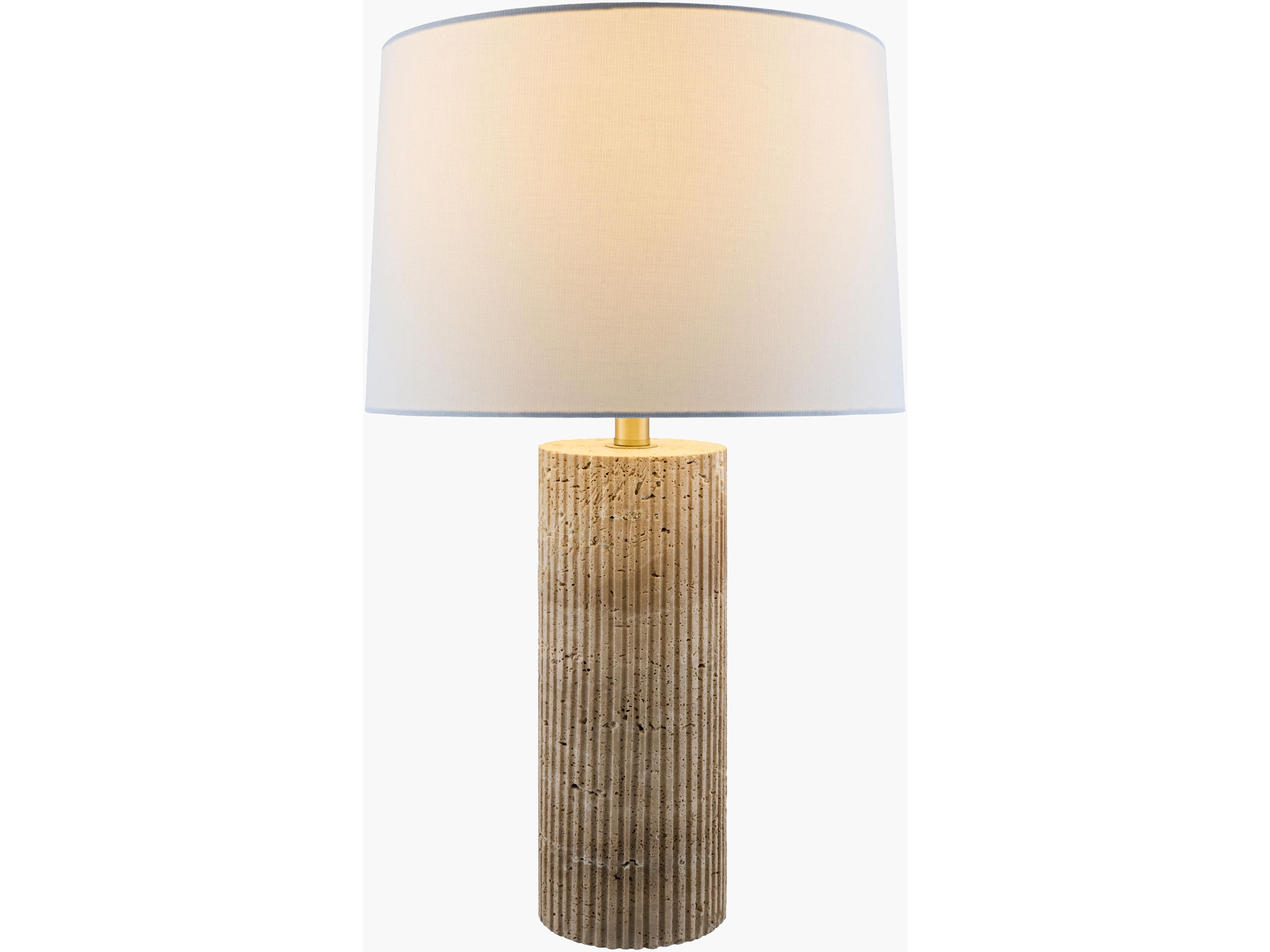 Surya Taboye Brown White Linen Buffet Lamp