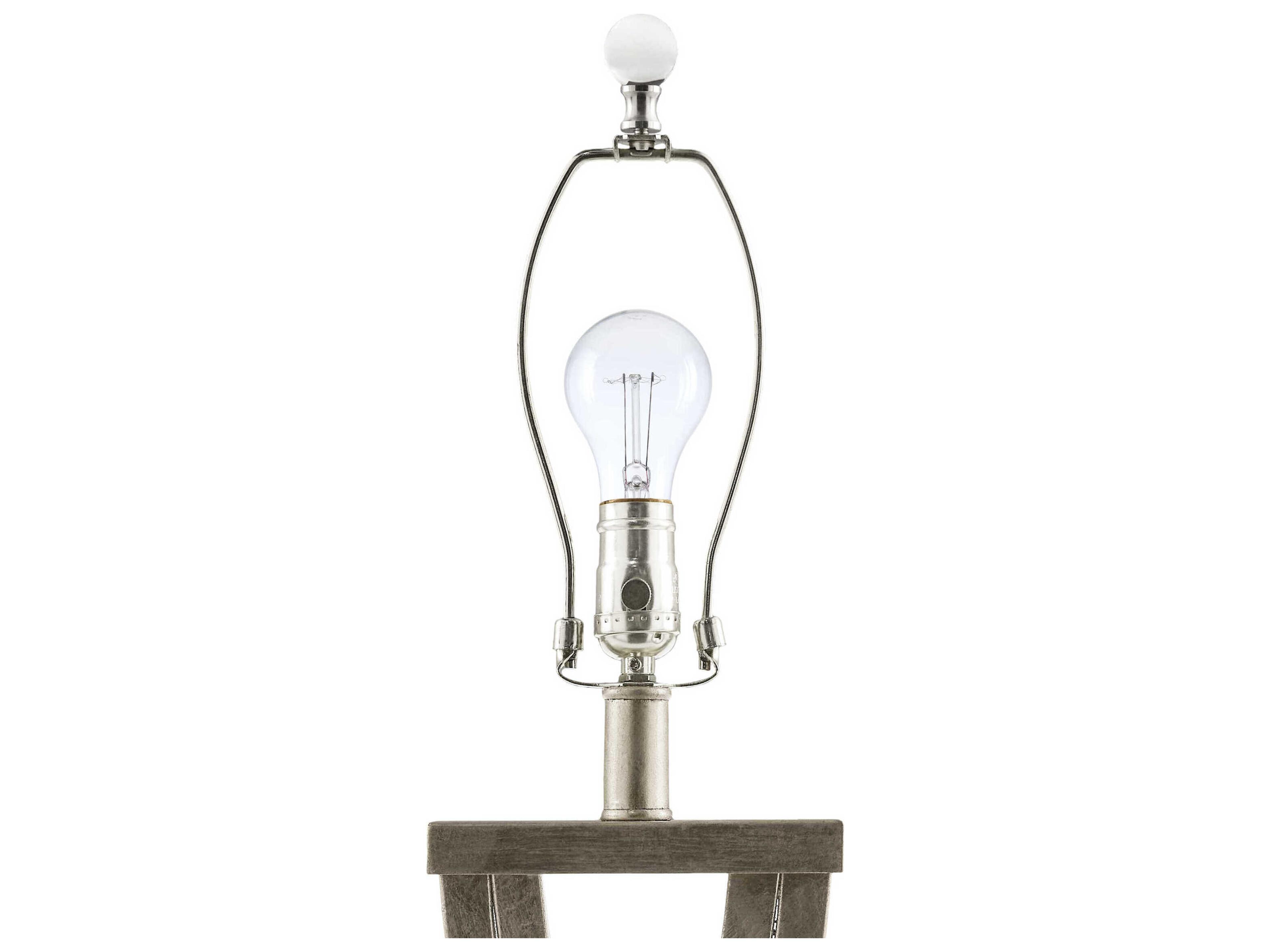 Surya Uhabis Metallic Silver White Linen Buffet Lamp