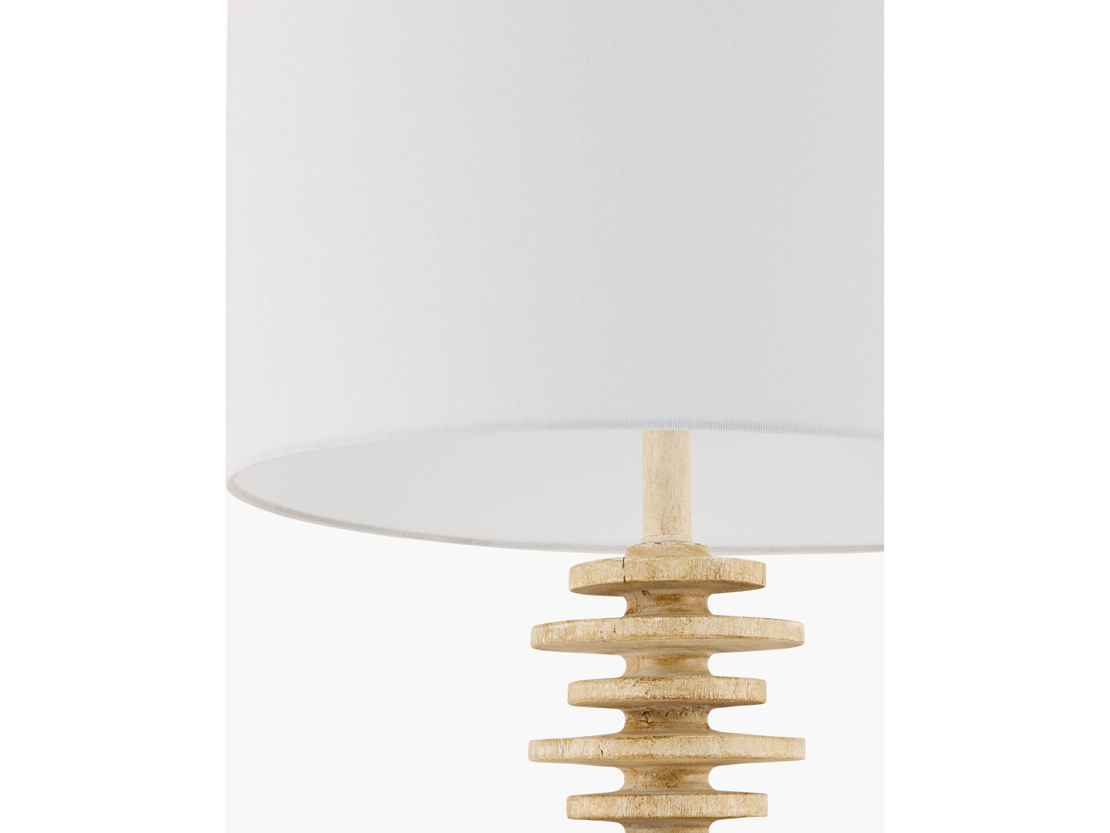 Surya Ukwi Beige White Linen Brown Floor Lamp