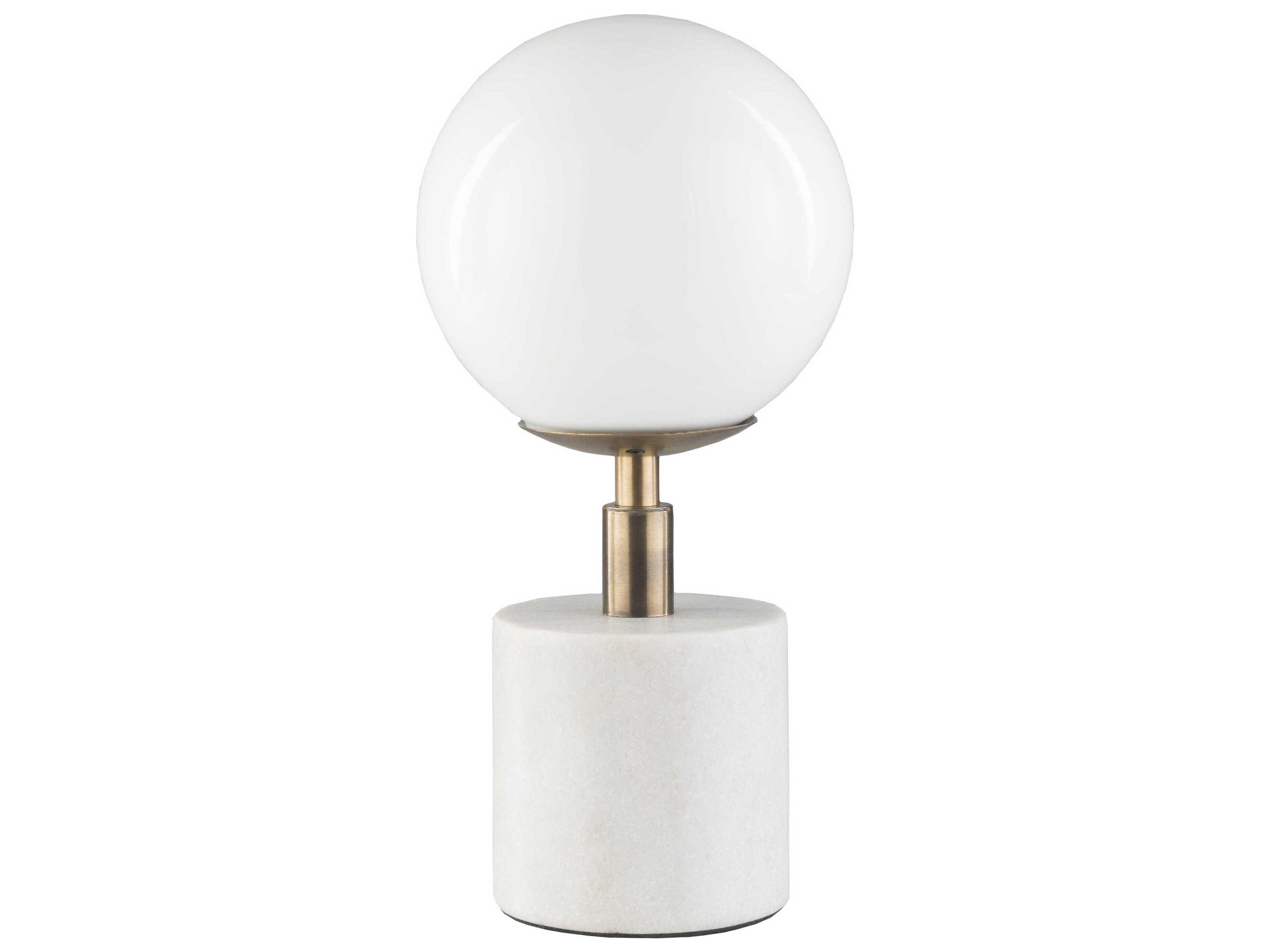 Una Metallic Brass White Glass Table Lamp