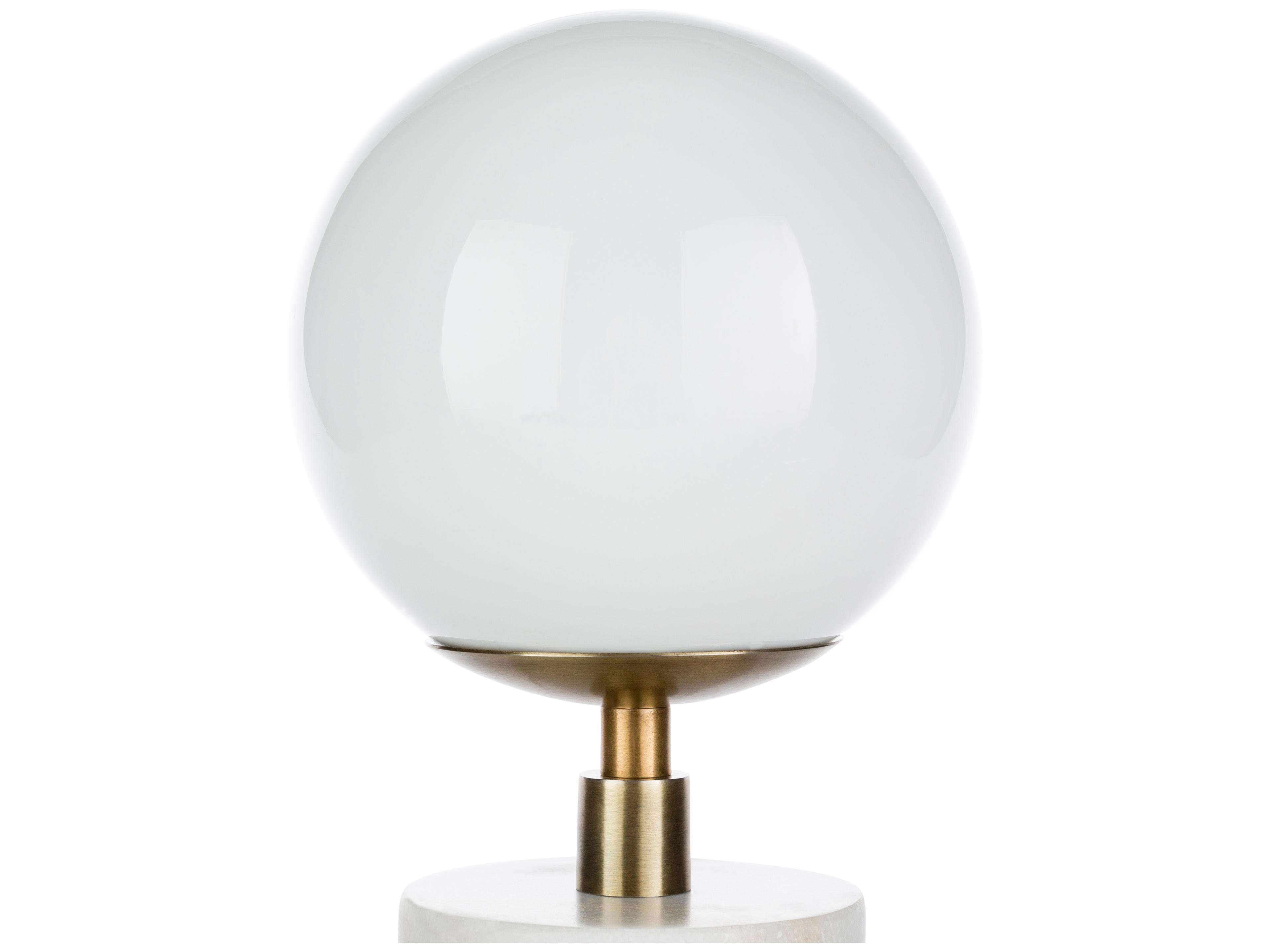 Surya Una Metallic Brass White Glass Table Lamp