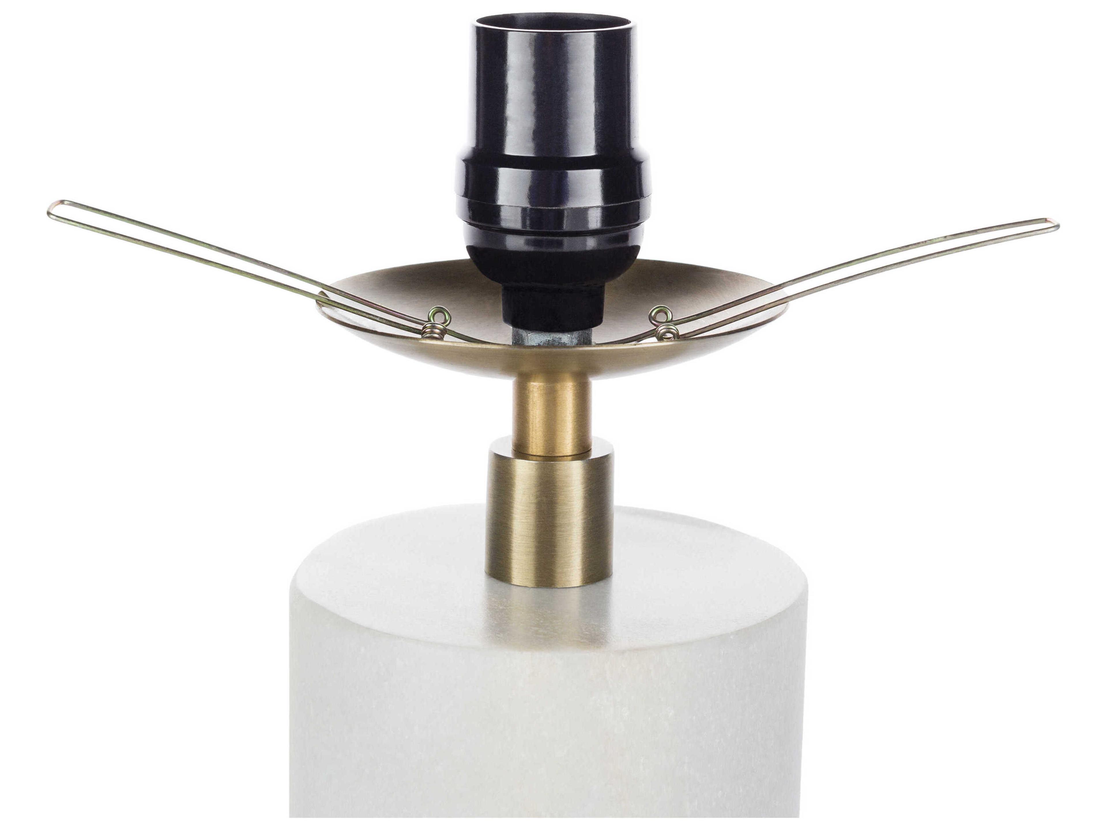 Surya Una Metallic Brass White Glass Table Lamp