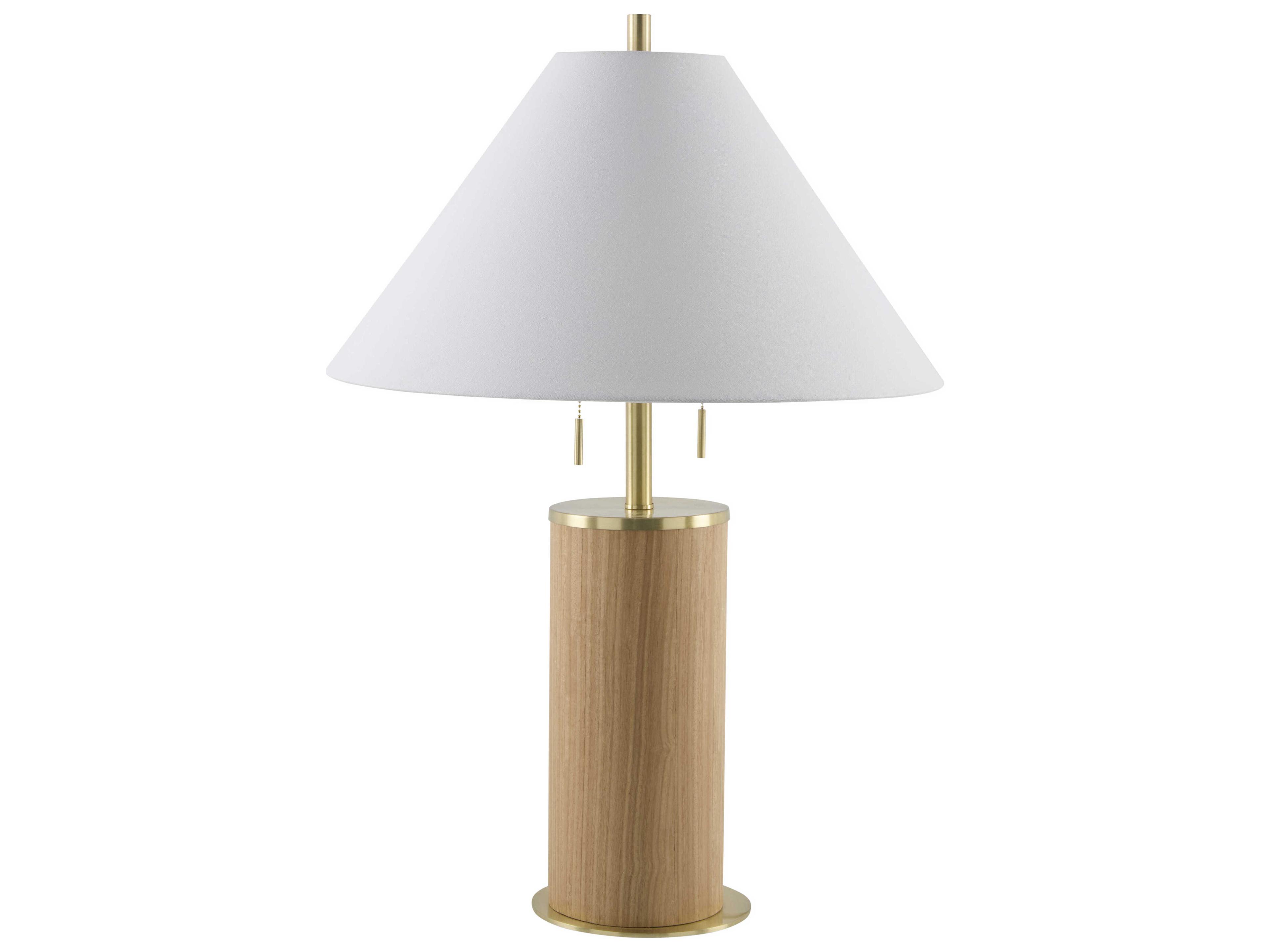 Upata Cream White Linen Brass Buffet Lamp