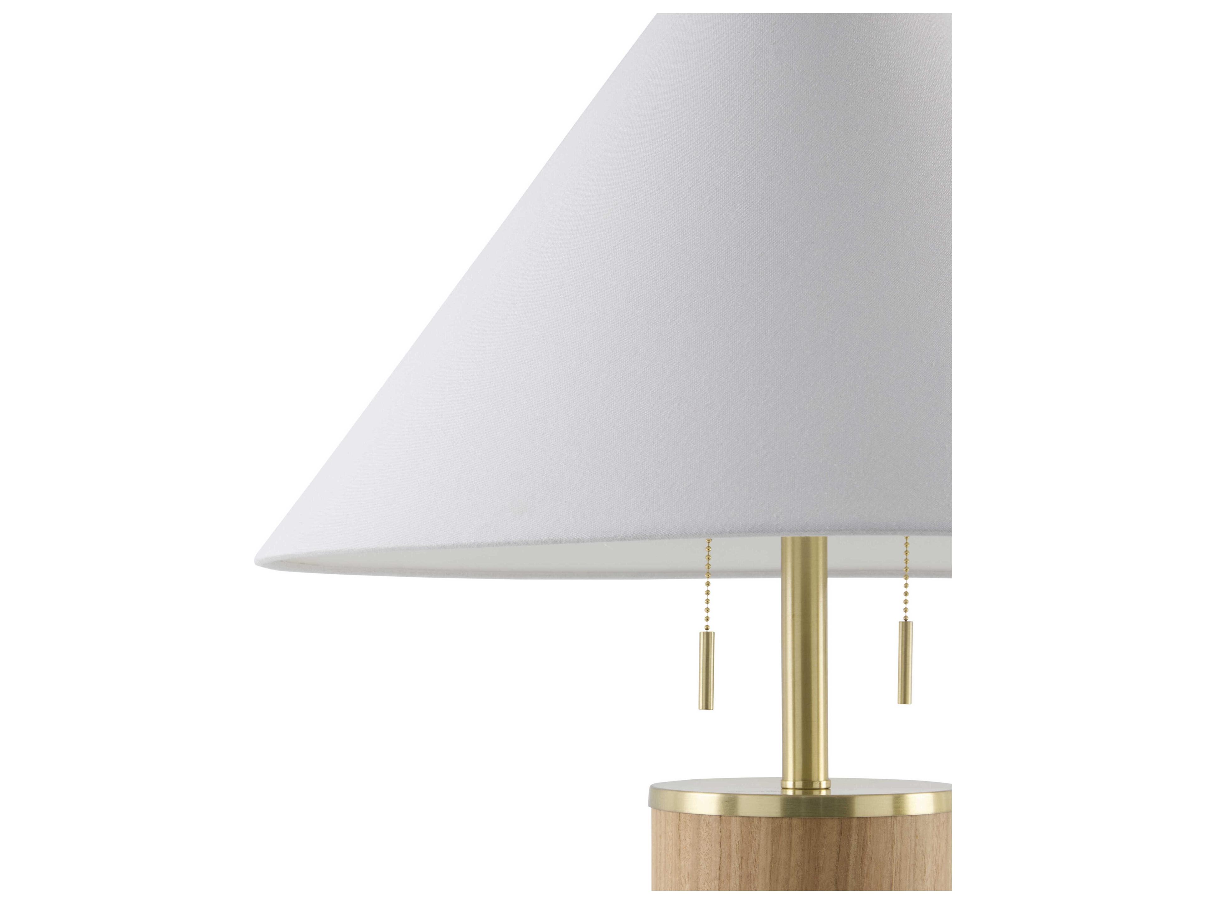 Surya Upata Cream White Linen Brass Buffet Lamp