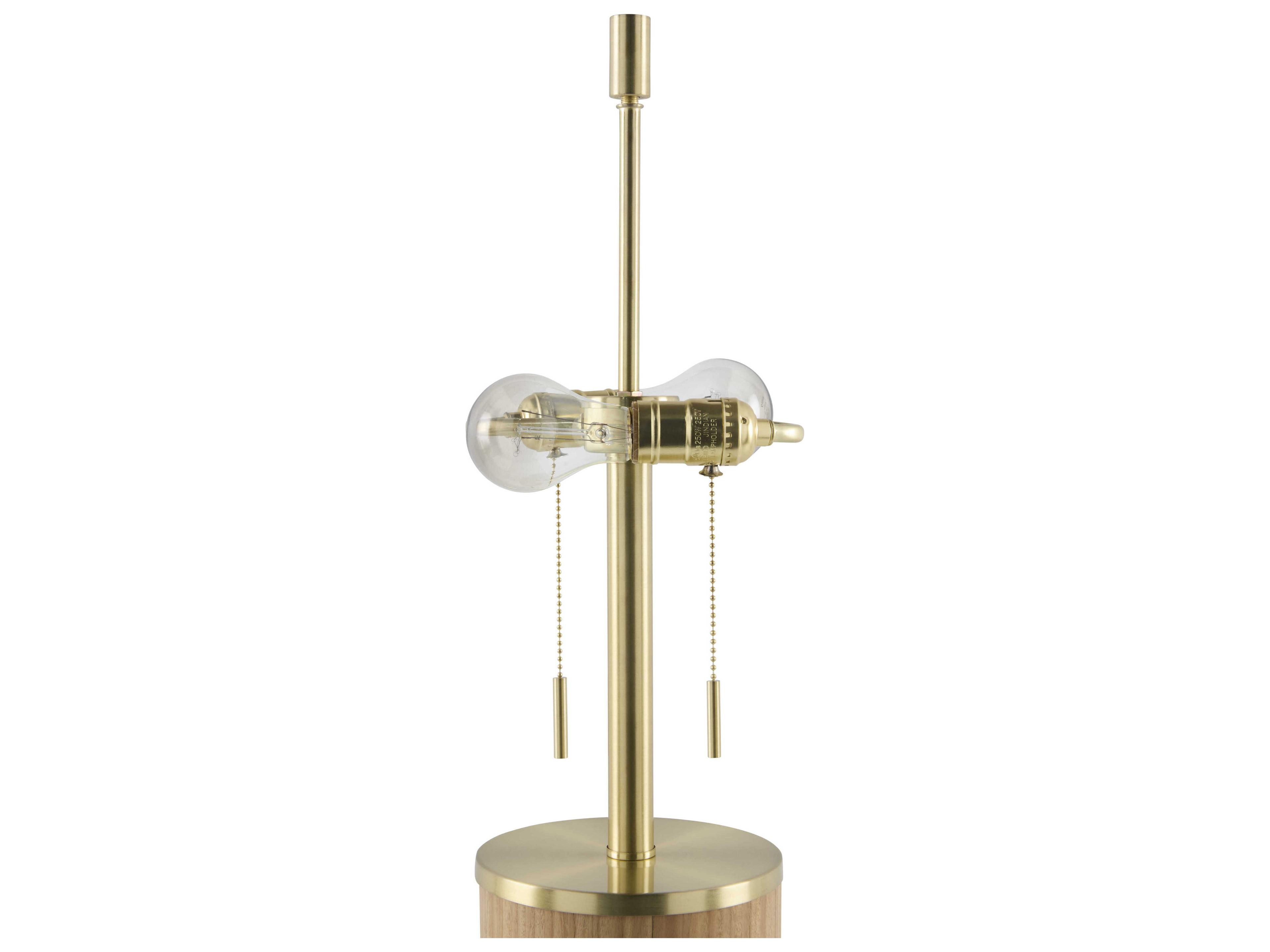 Surya Upata Cream White Linen Brass Buffet Lamp