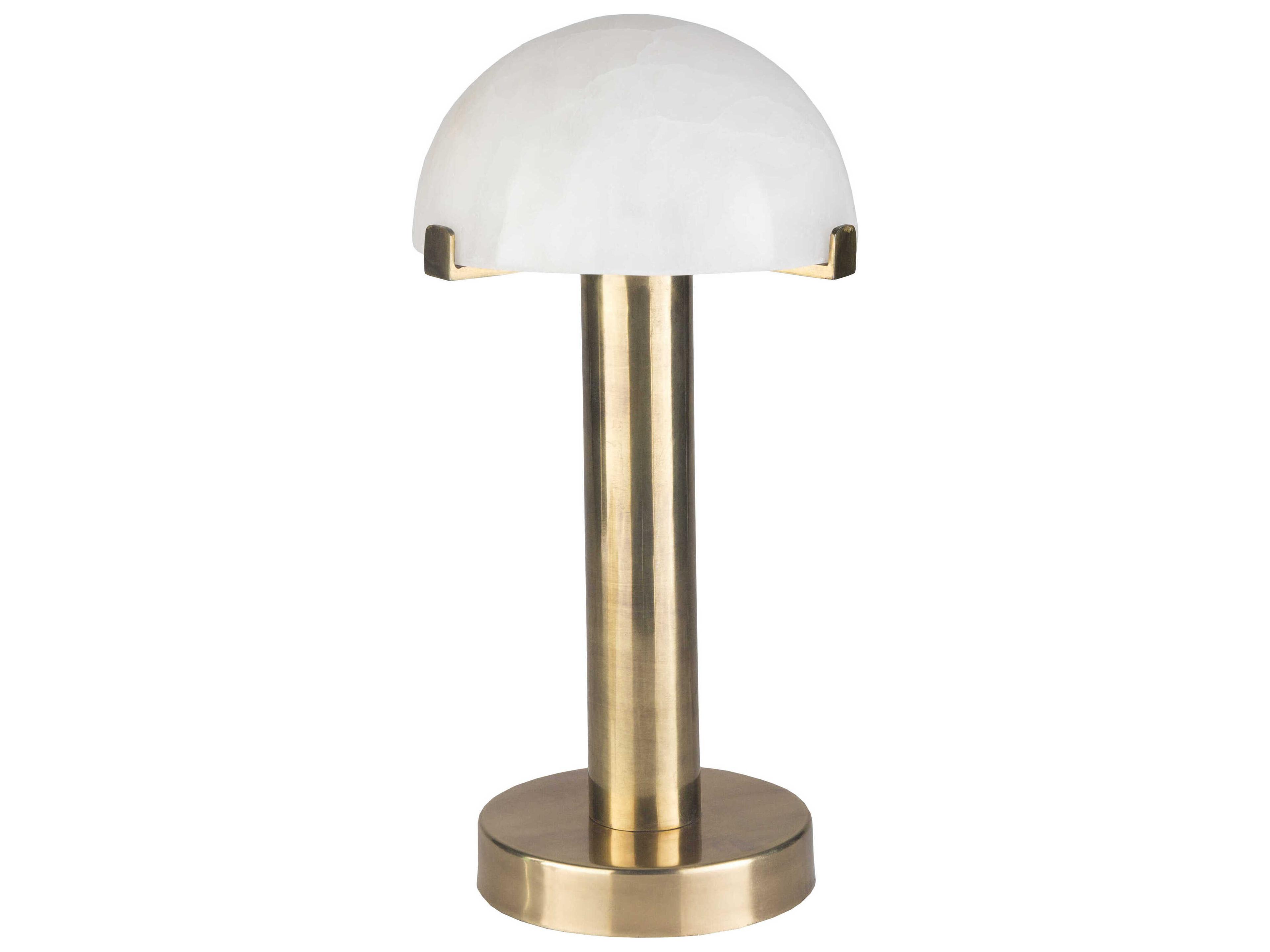 Surya Ursula Metallic Brass White Linen Table Lamp