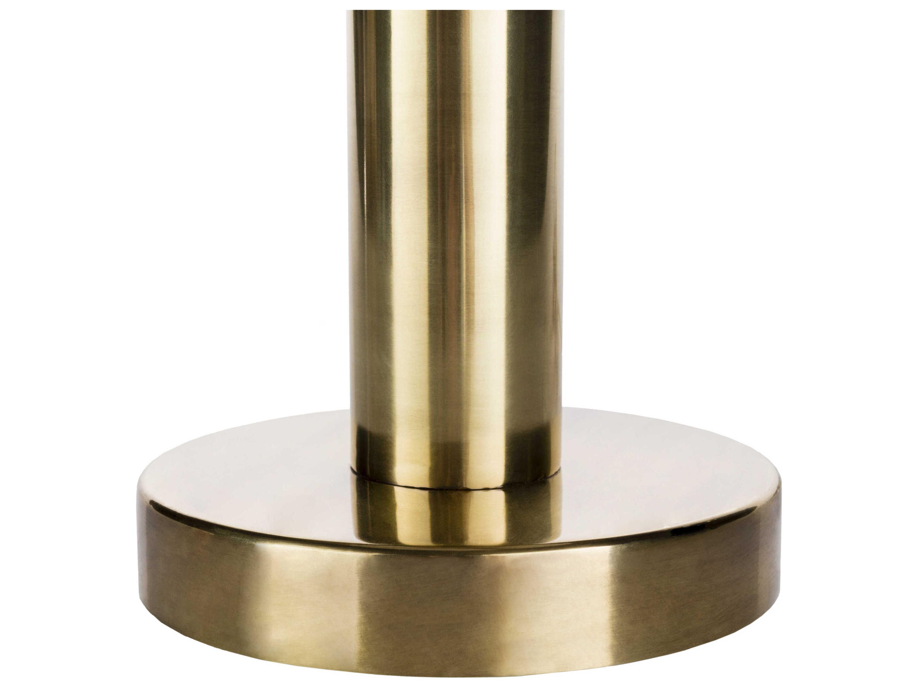 Surya Ursula Metallic Brass White Linen Table Lamp