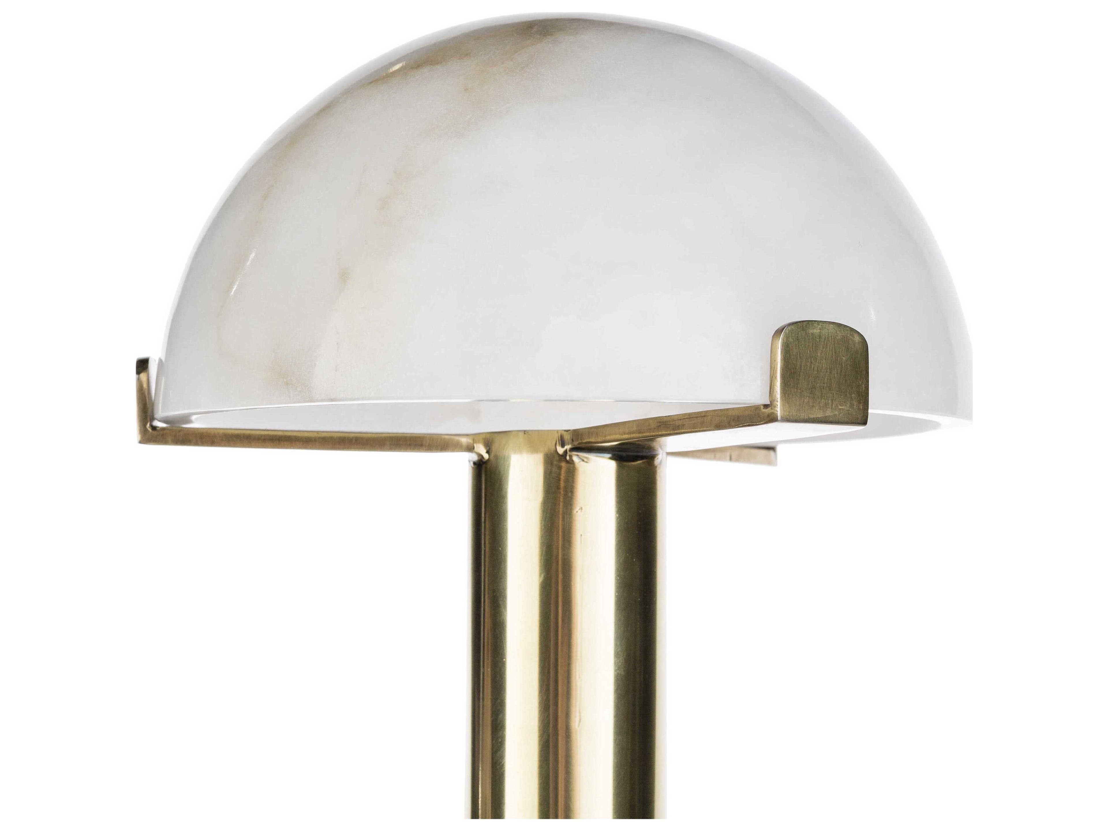 Surya Ursula Metallic Brass White Linen Table Lamp