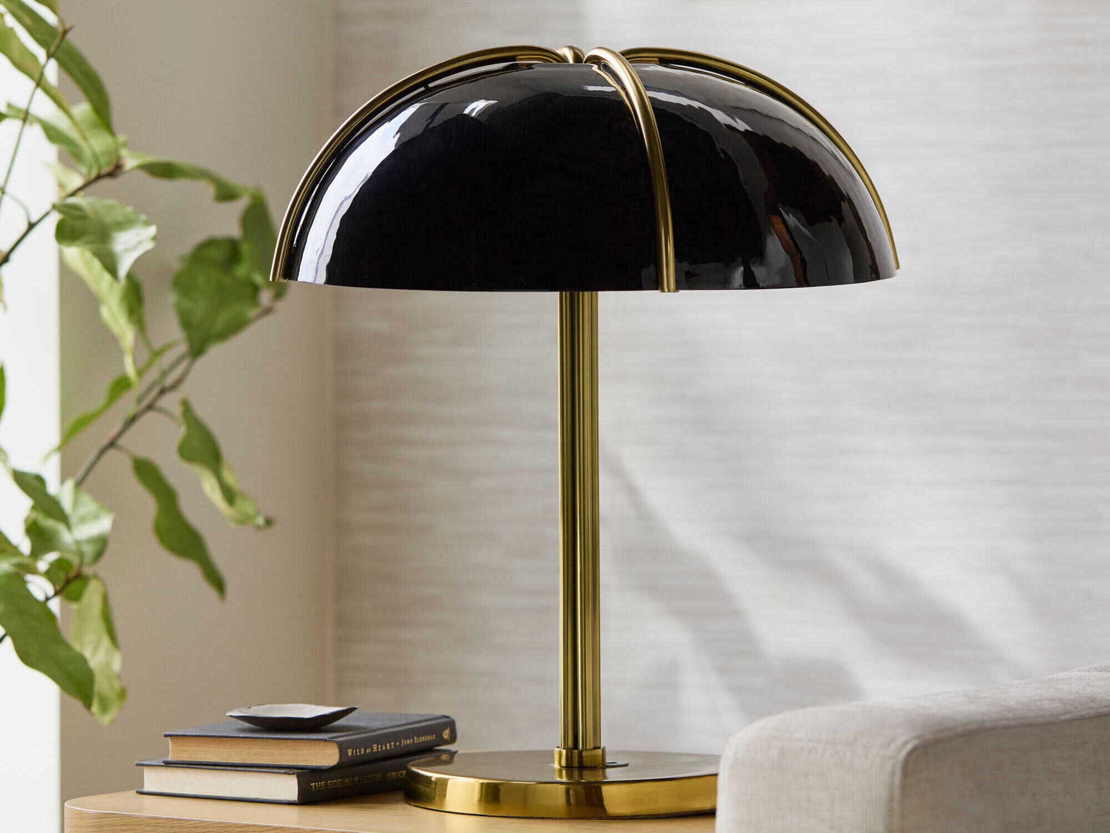 Surya Vidrek Gold Black Metal Table Lamp