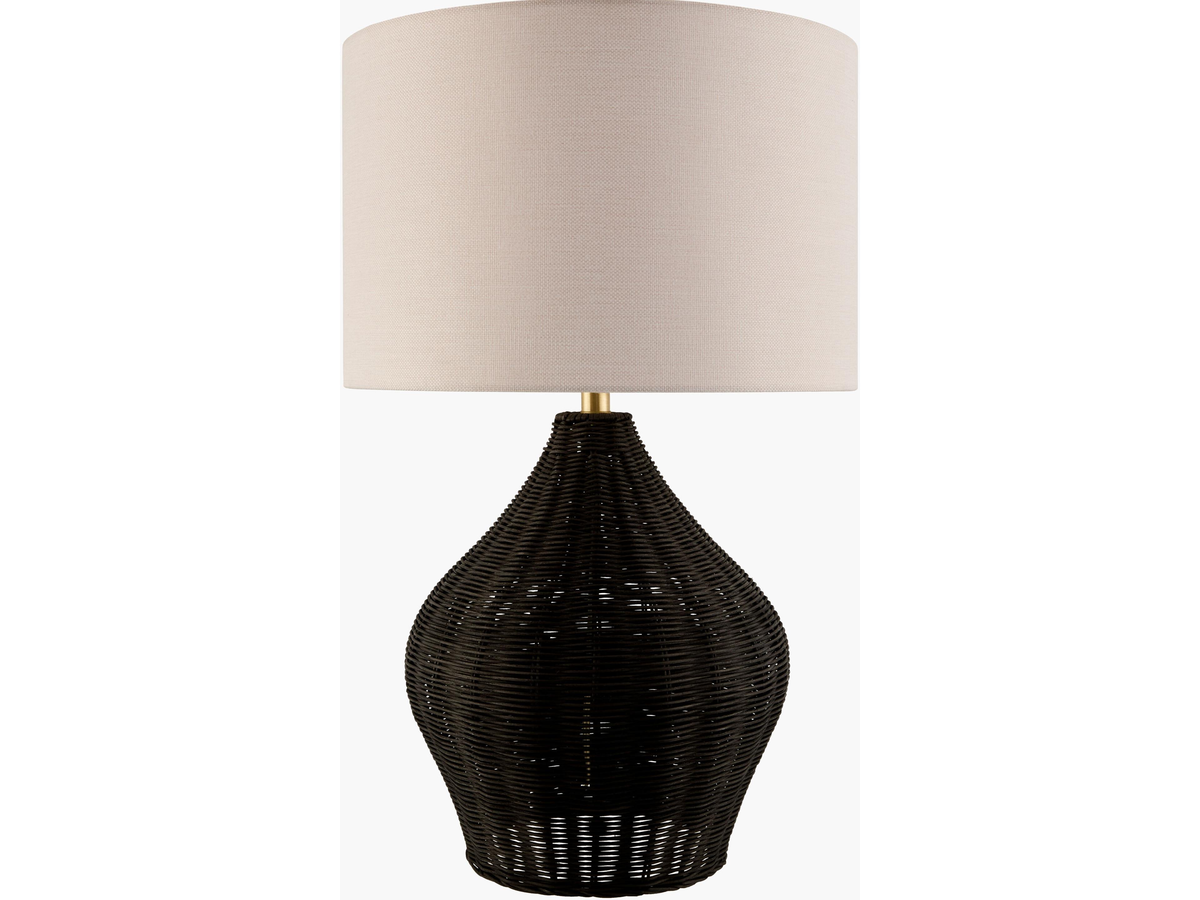 Velles Black White Linen Buffet Lamp