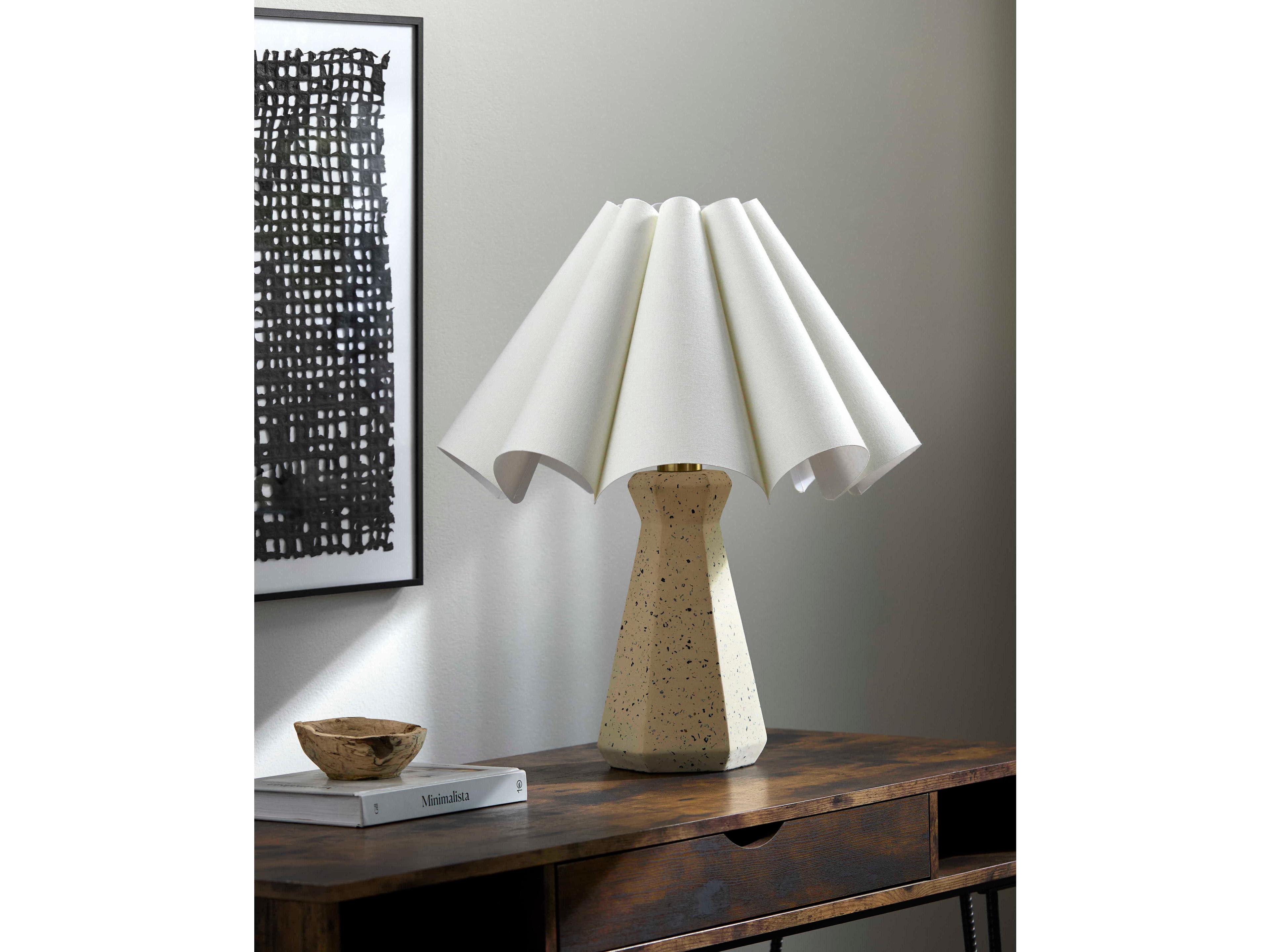 Surya Vigo Cream White Cotton Off Table Lamp