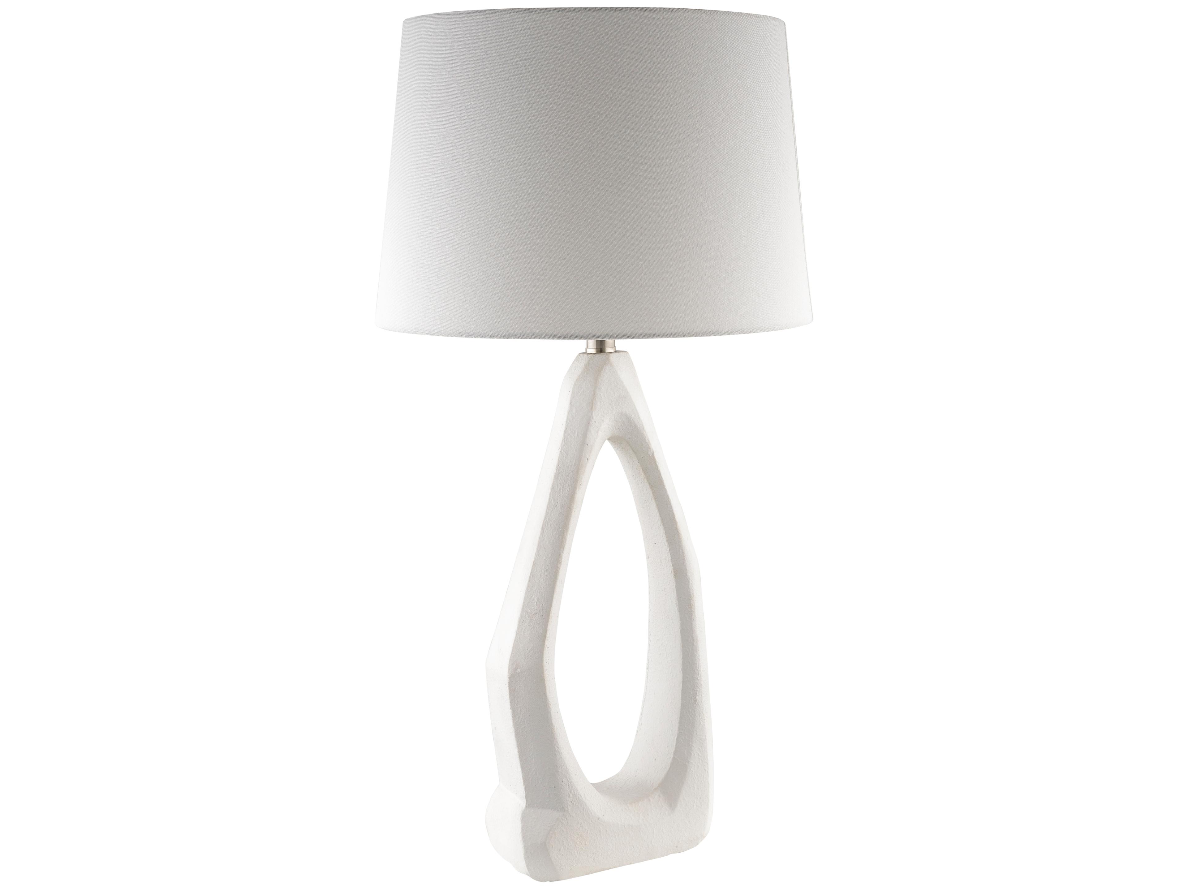 Vallis White Linen Buffet Lamp