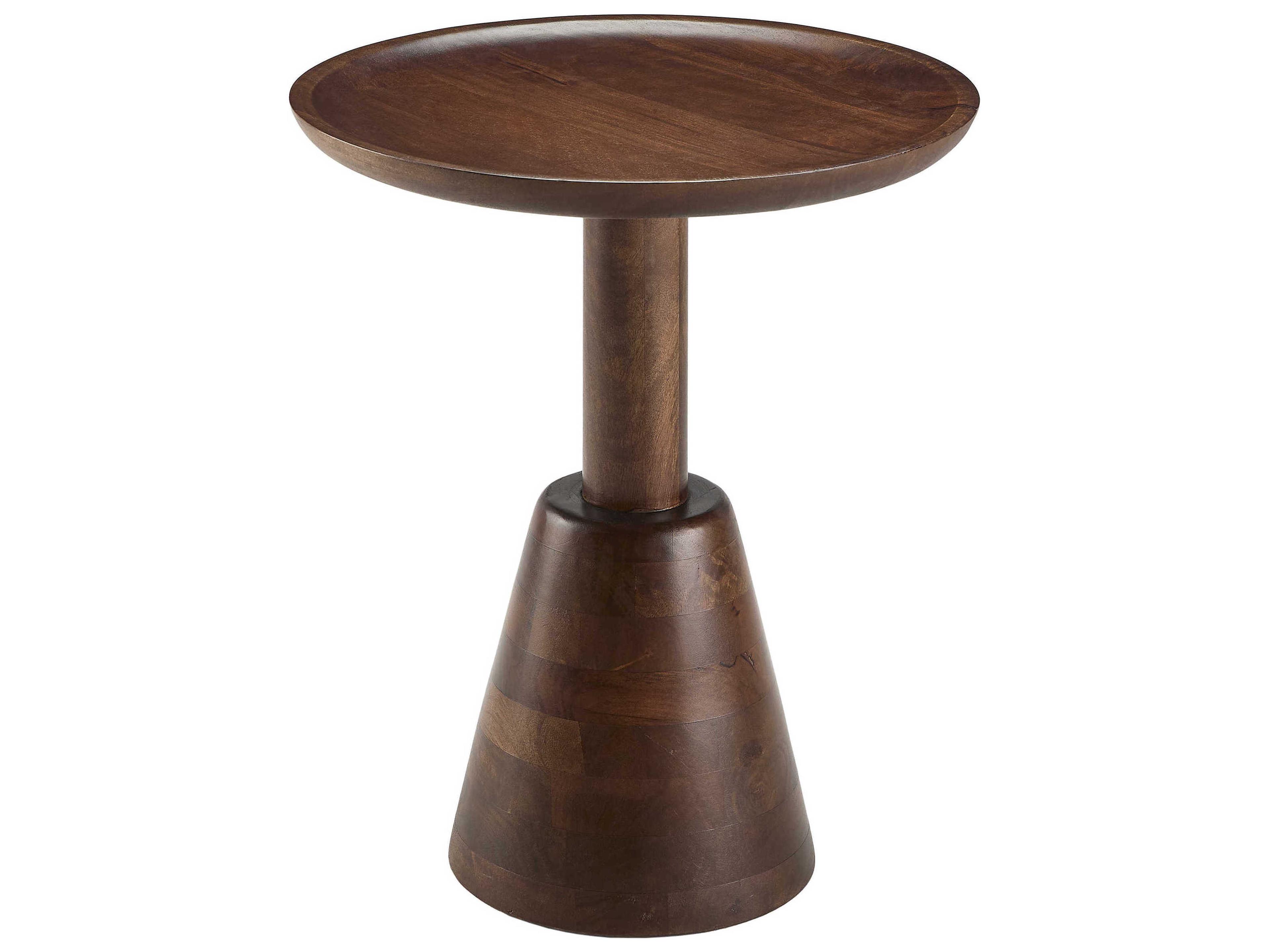 Maeve Round Wood Brown Dark End Table