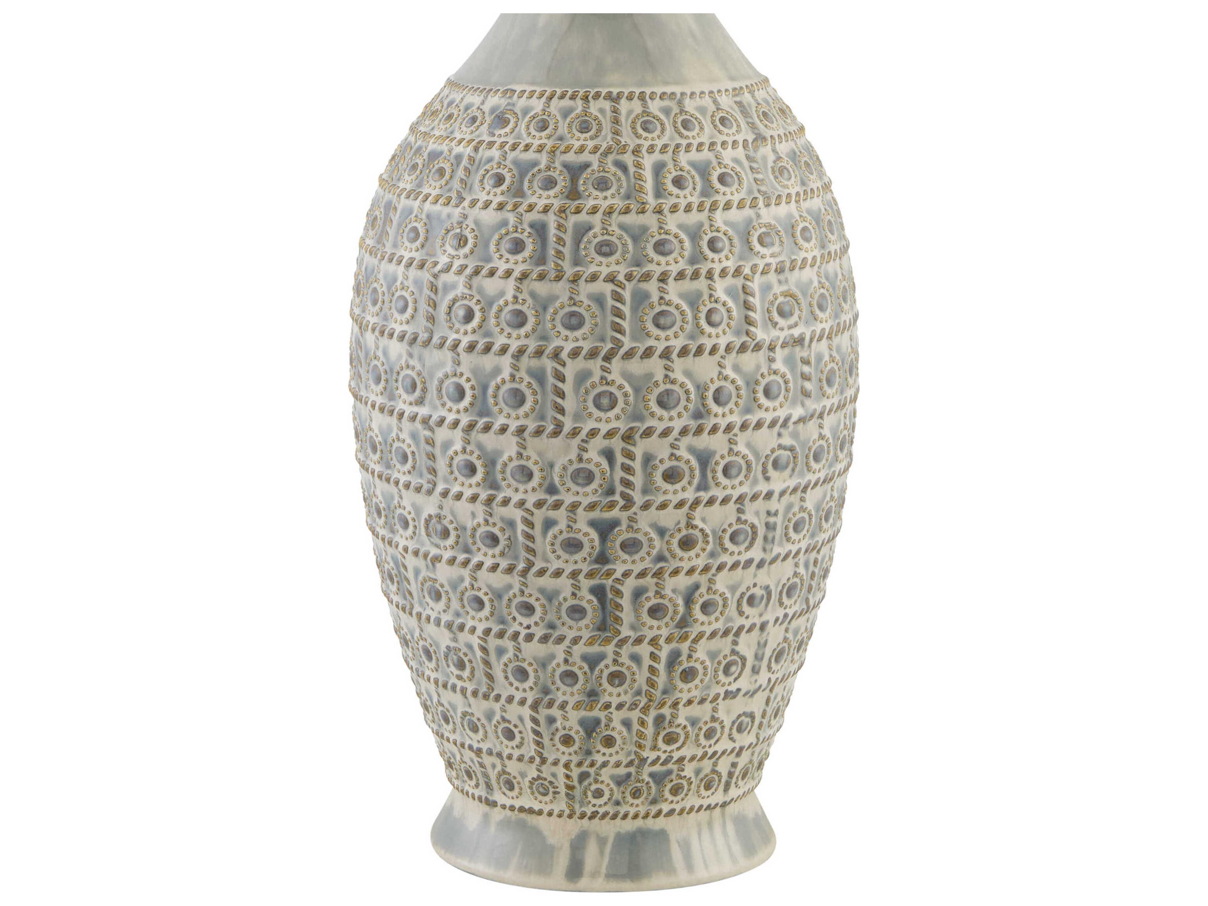 Surya Veroli Gray White Linen Table Lamp